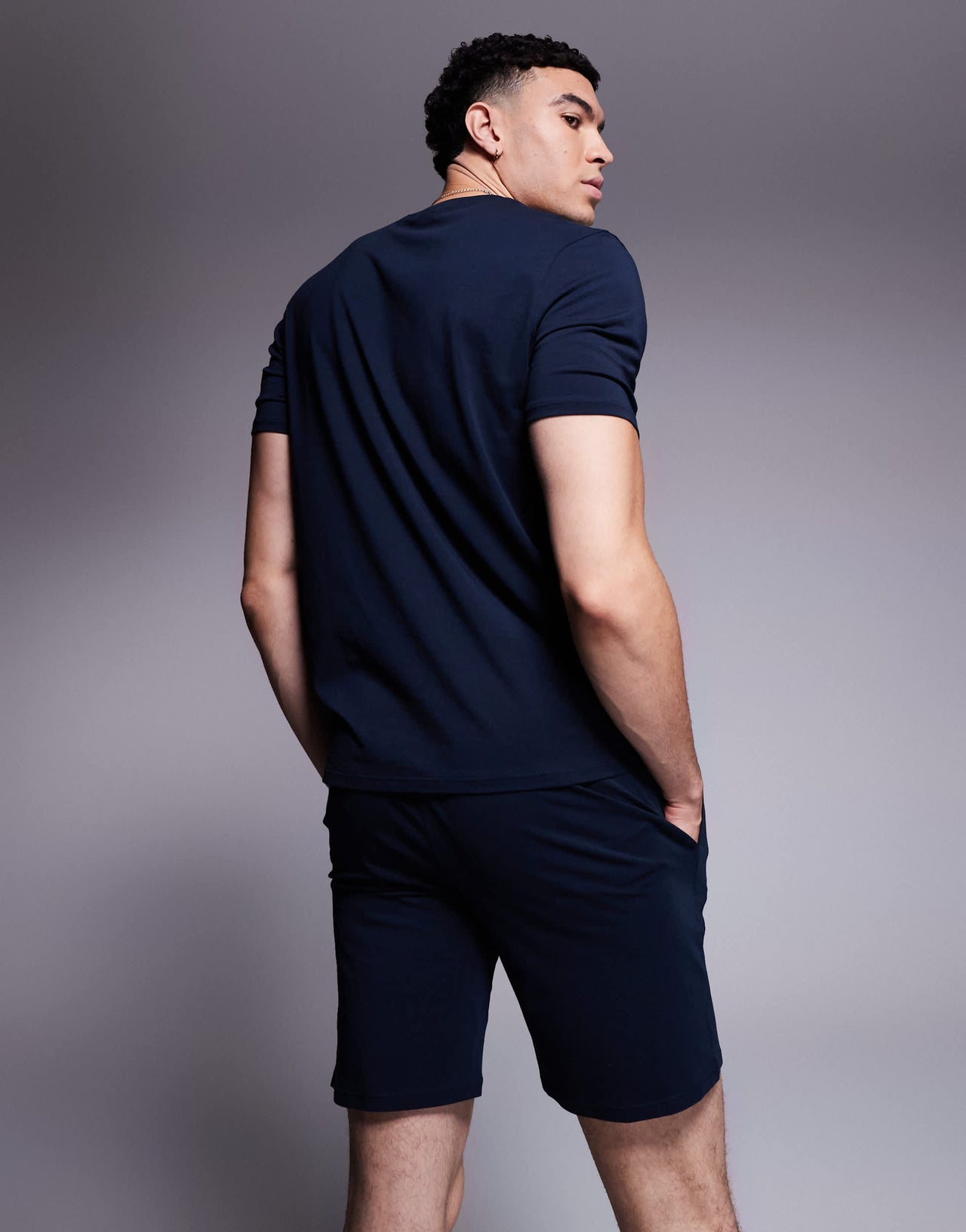 BOSS Bodywear Unique logo shorts  in navy CO-ORD