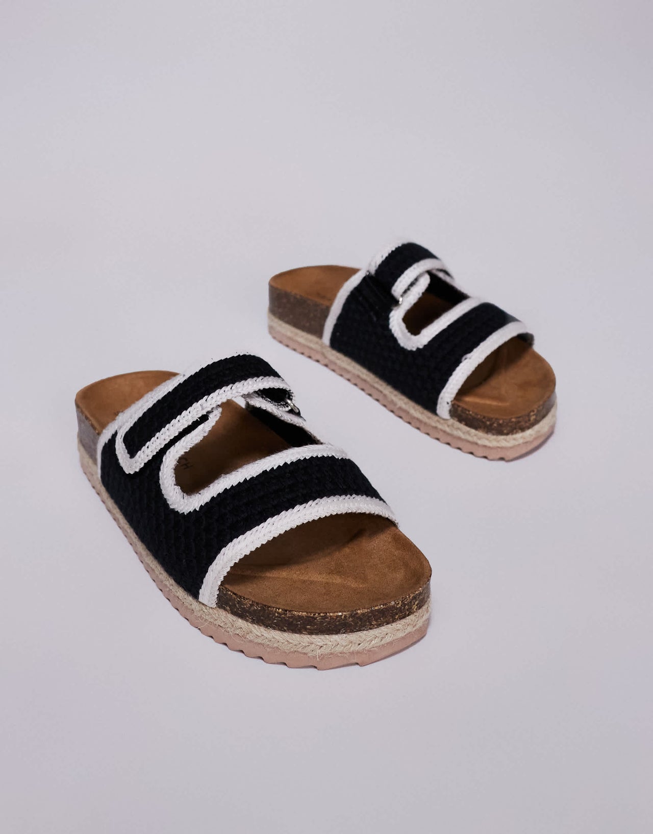 South Beach double strap espadrille sandals in  black crochet
