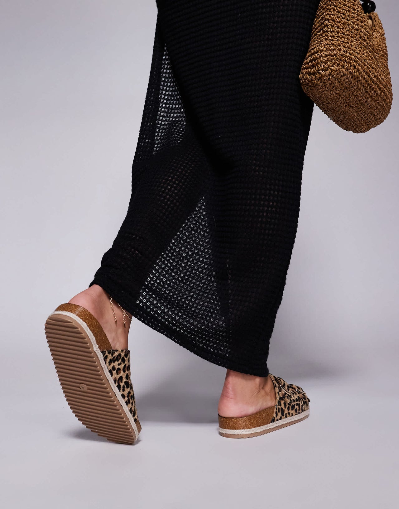 South Beach double buckle espadrille sandals in leopard