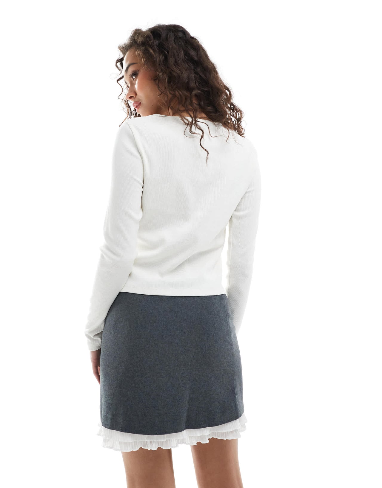Miss Selfridge tailored double layer skirt in grey