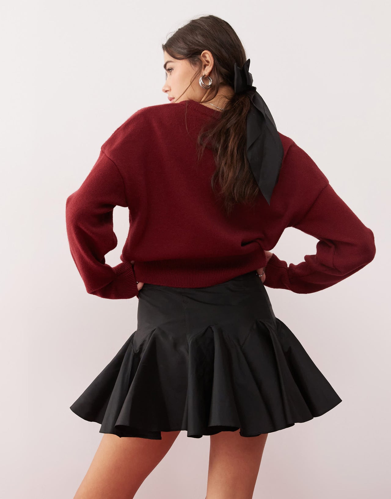 Miss Selfridge taffeta mini skirt in black