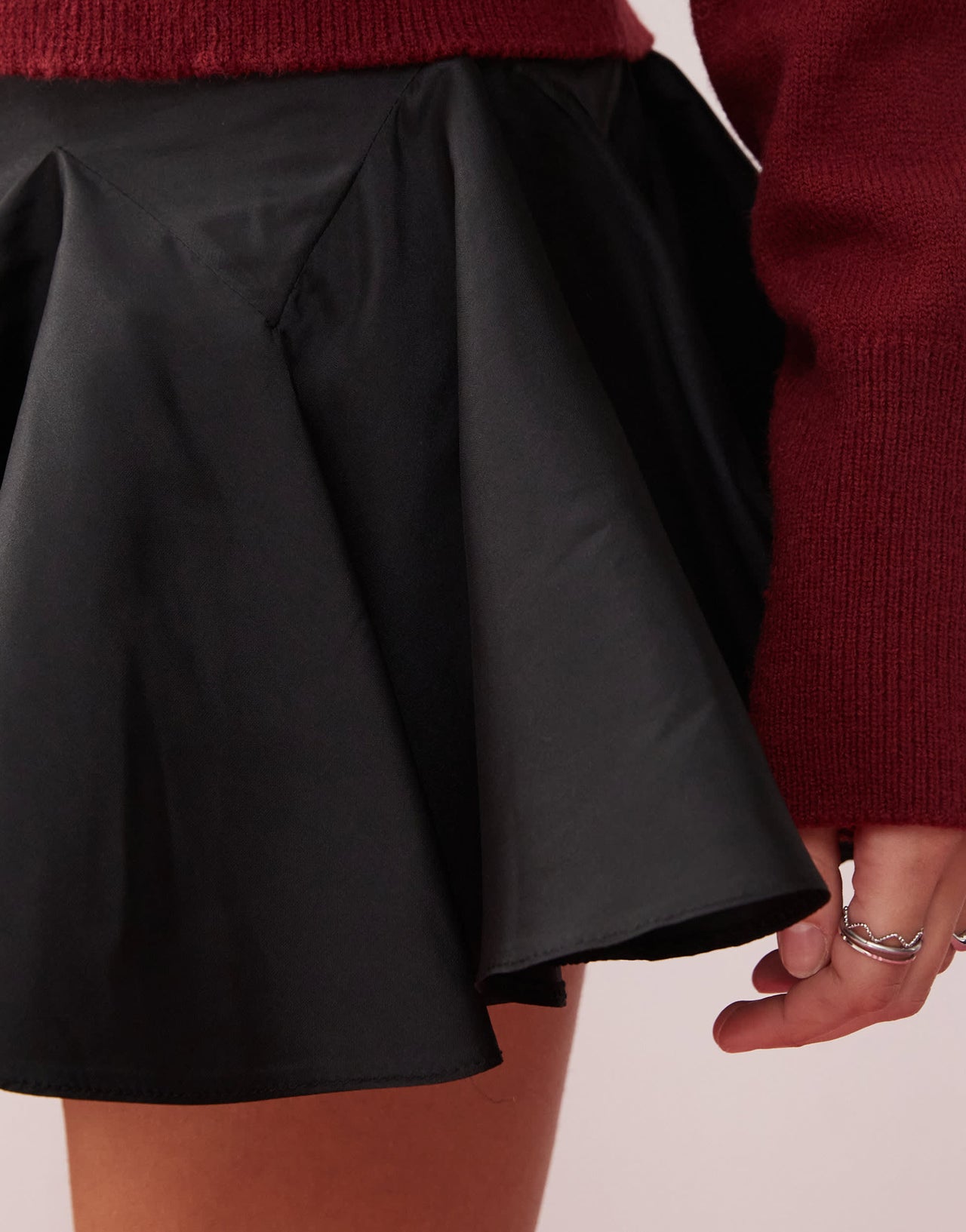 Miss Selfridge taffeta mini skirt in black