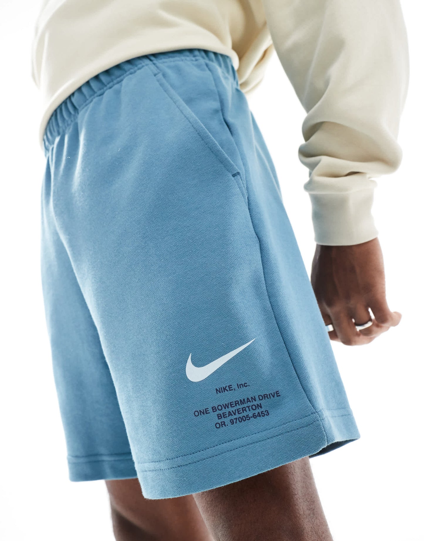 Nike Swoosh graphic shorts in blue
