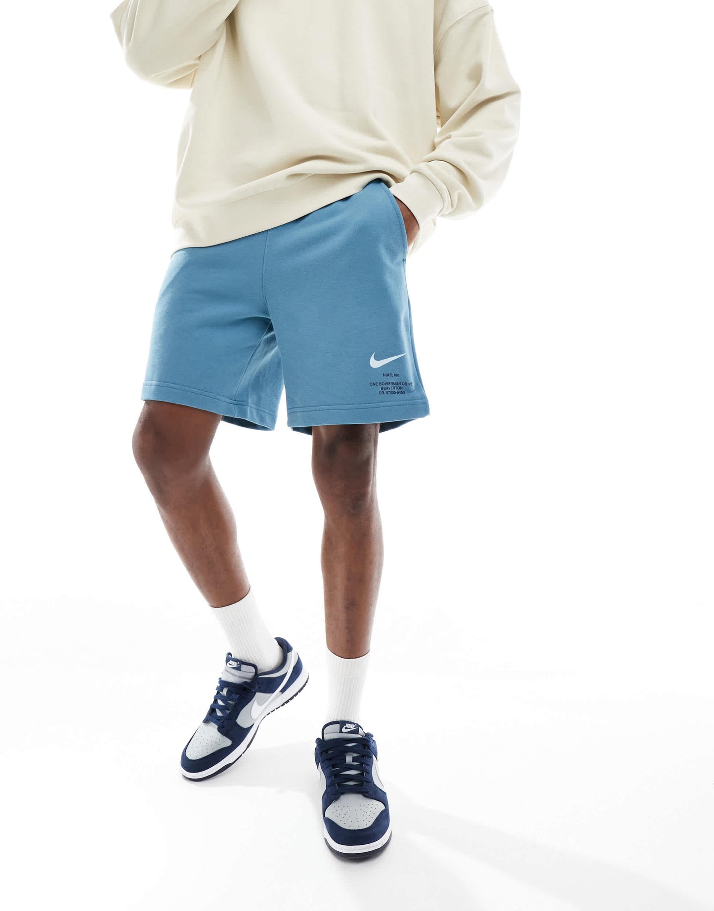 Nike Swoosh graphic shorts in blue