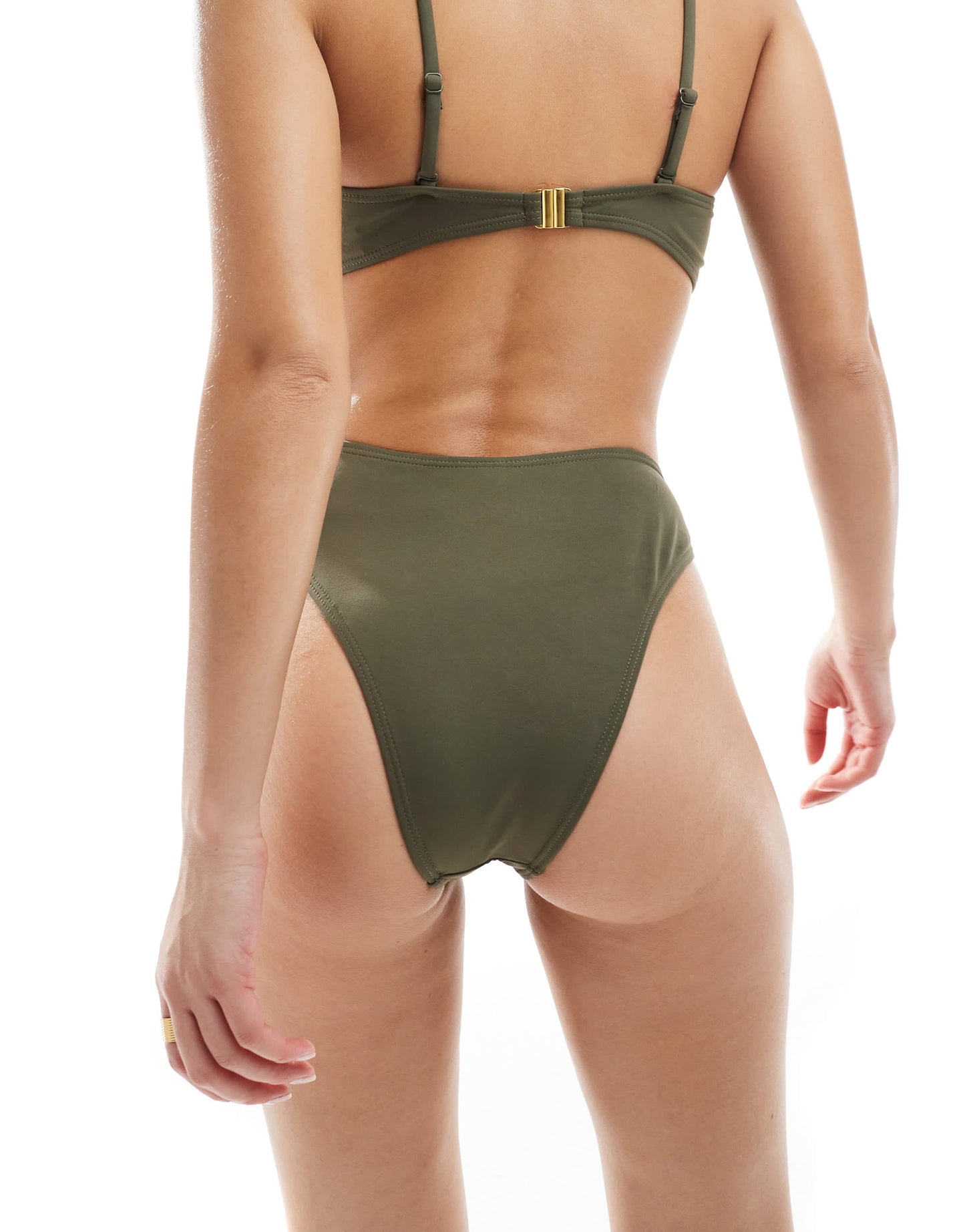 4th & Reckless high waist bikini bottom co-ord in khaki