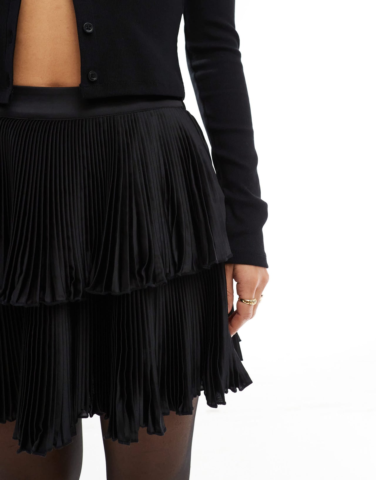 French Connection pleated mini skirt in black