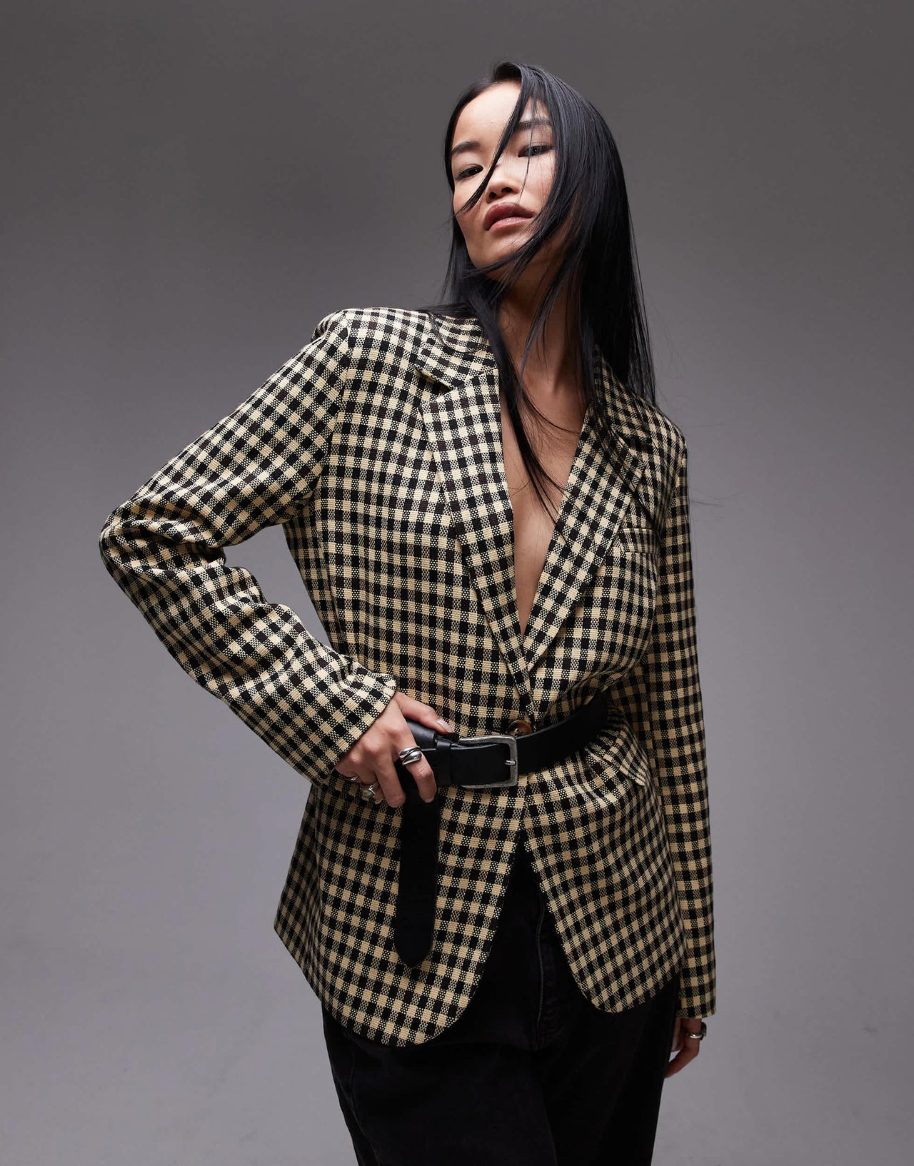Topshop bold check tailored blazer in multi