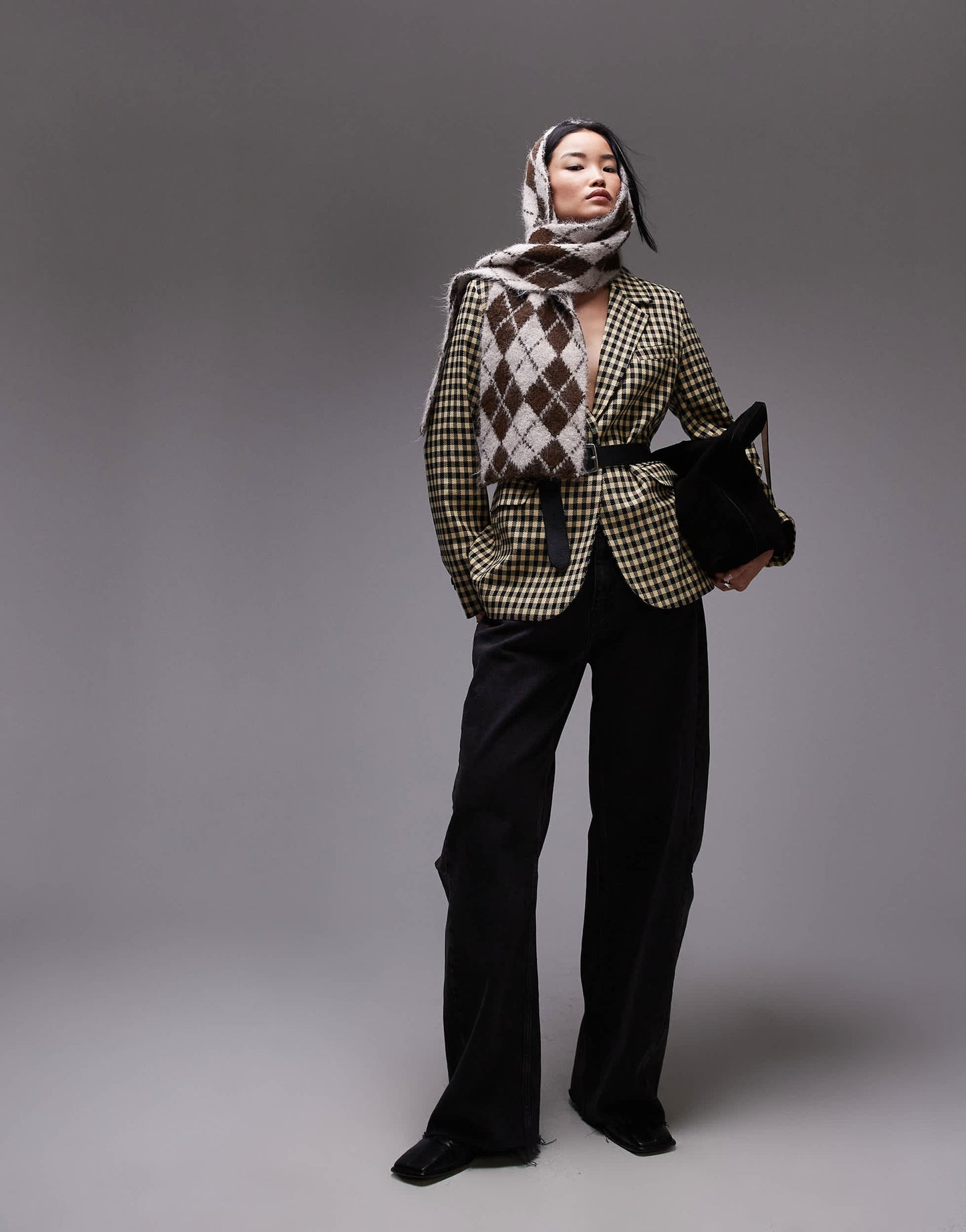 Topshop bold check tailored blazer in multi