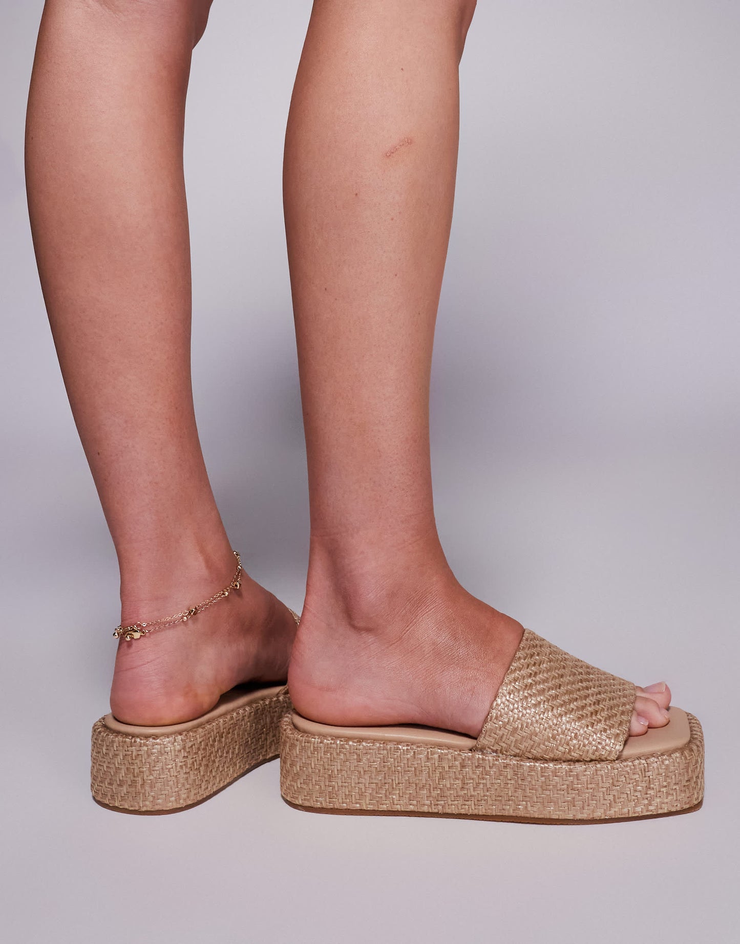 Public Desire Eclipse raffia slip on flatform sandals