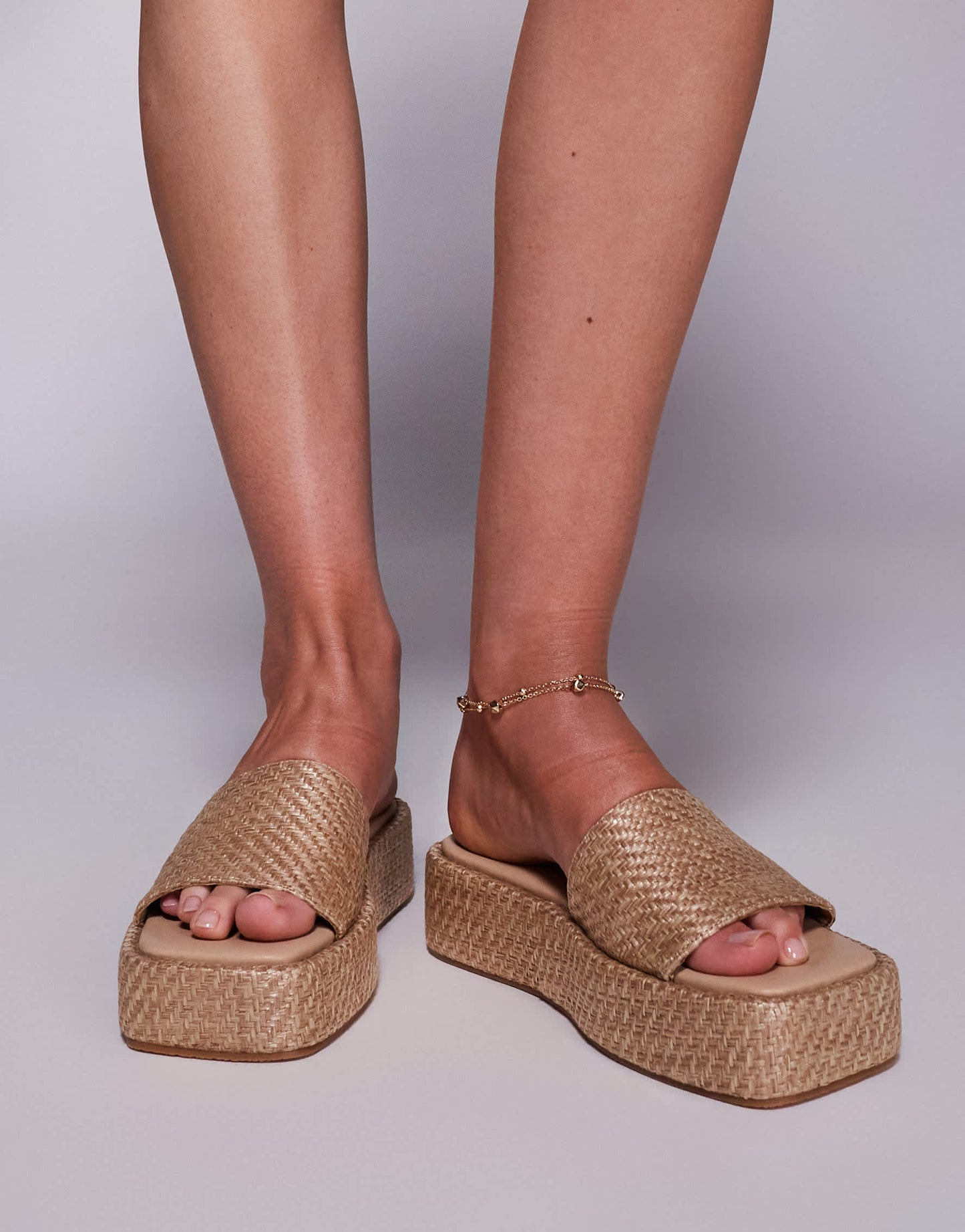 Public Desire Eclipse raffia slip on flatform sandals