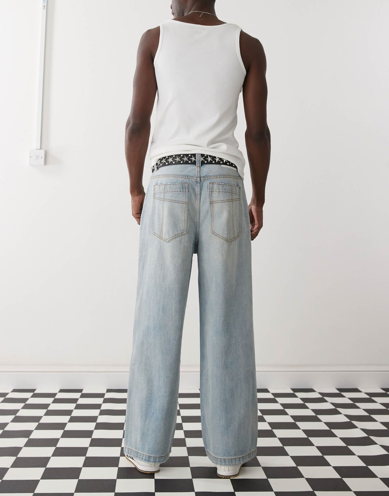 The Ragged Priest outcast wide baggy fit trousers in light blue