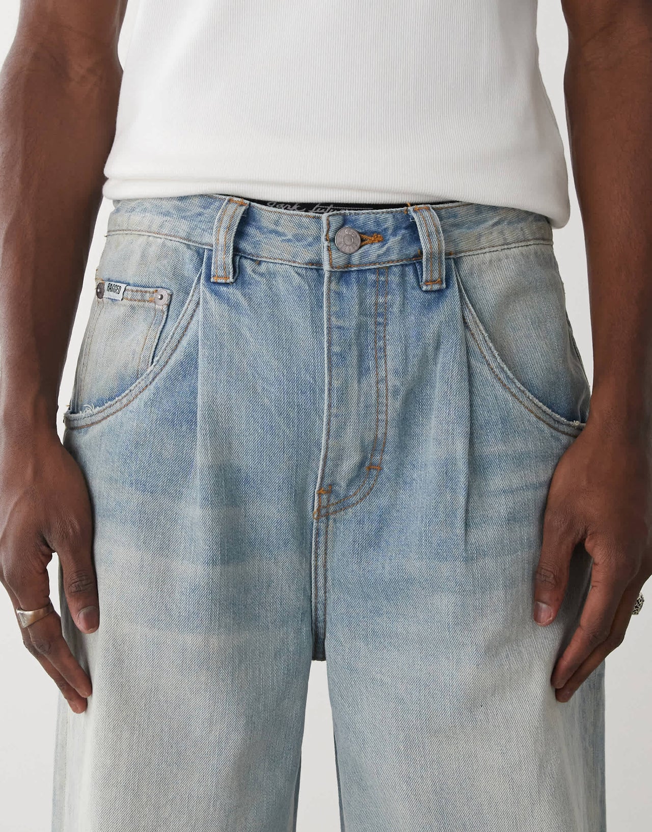 The Ragged Priest outcast wide baggy fit trousers in light blue