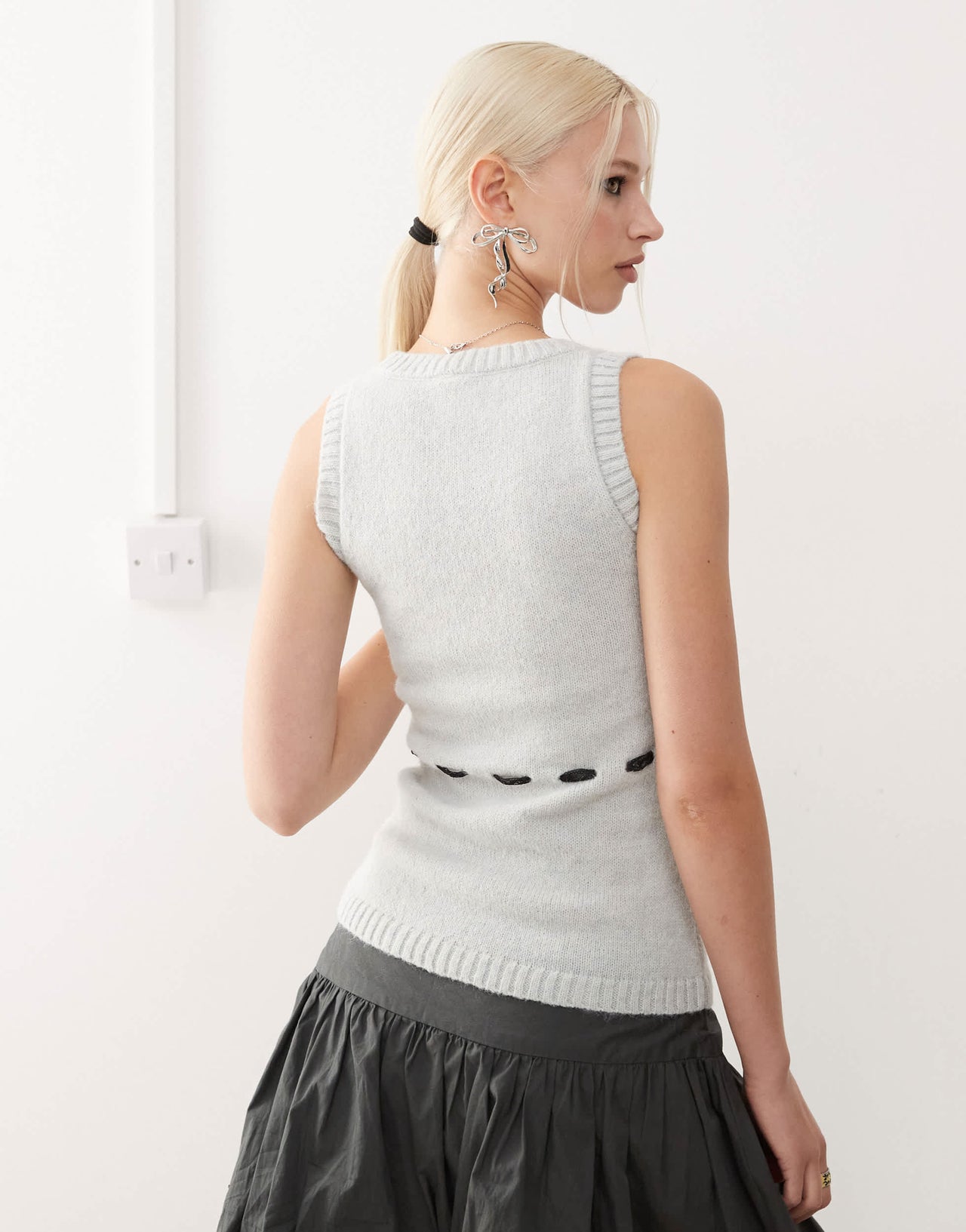 Heretic Nine faux brushed knit tank top in grey co-ord