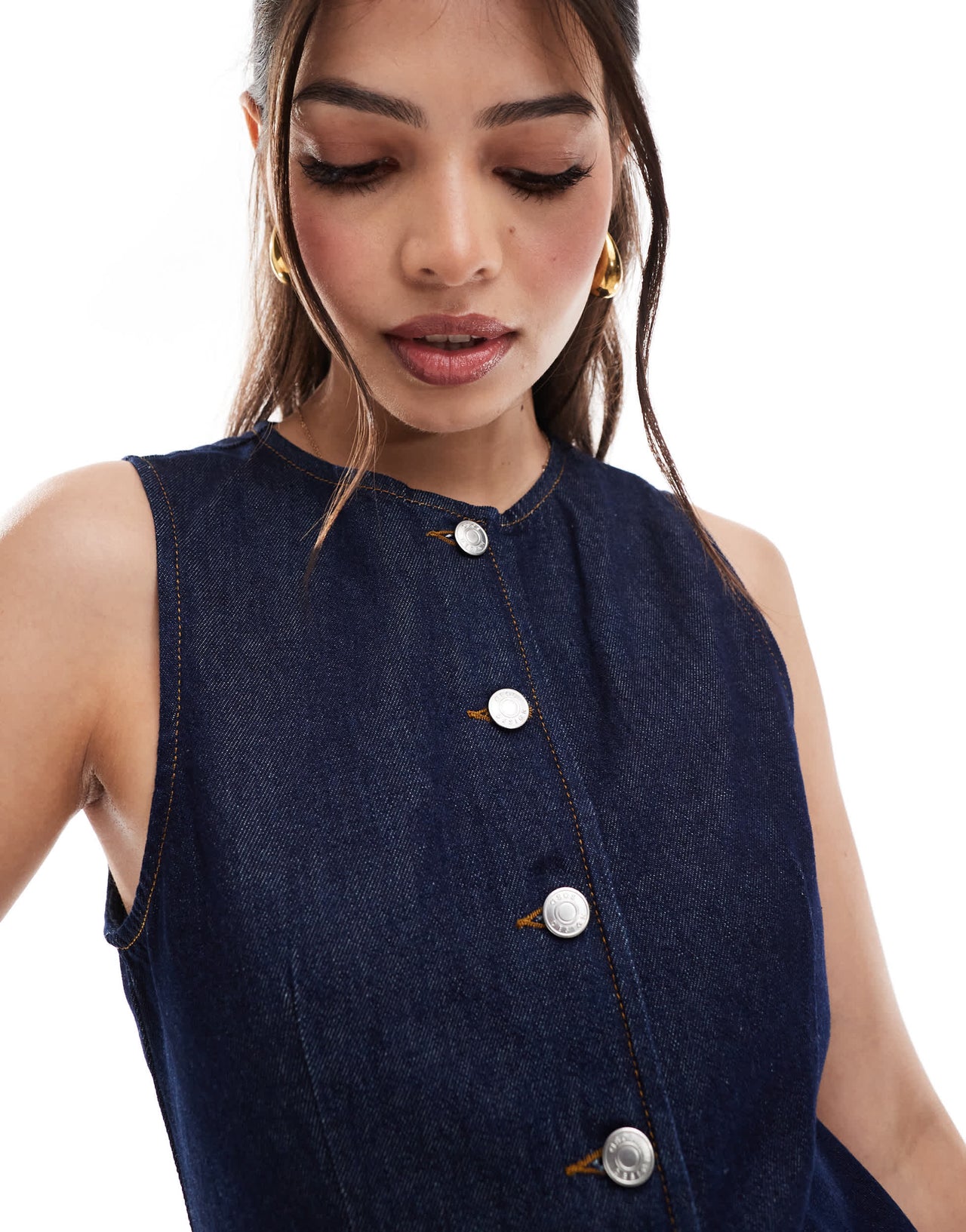 ASOS DESIGN denim button through dress in indigo