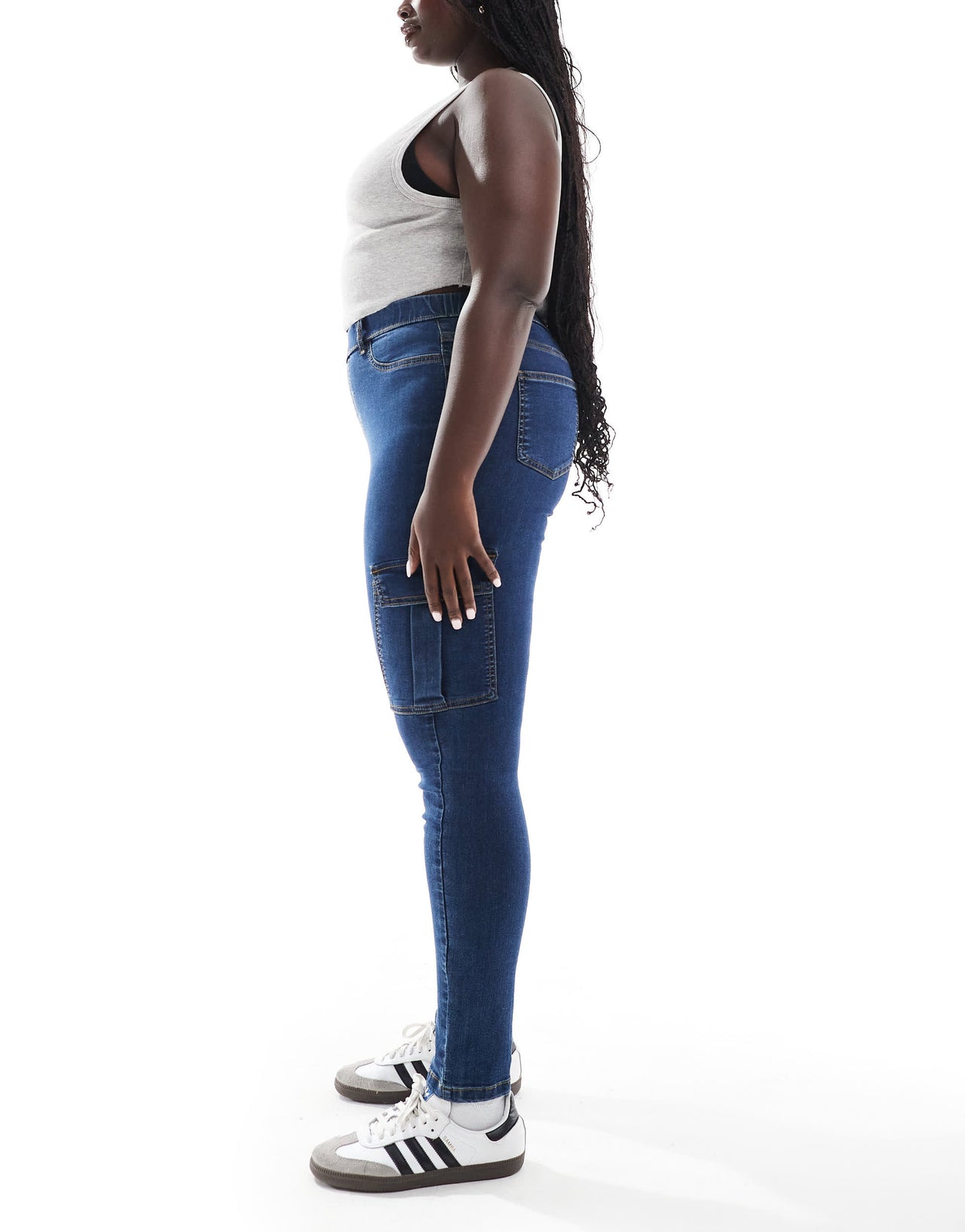 Yours cargo pocket jeggings in indigo