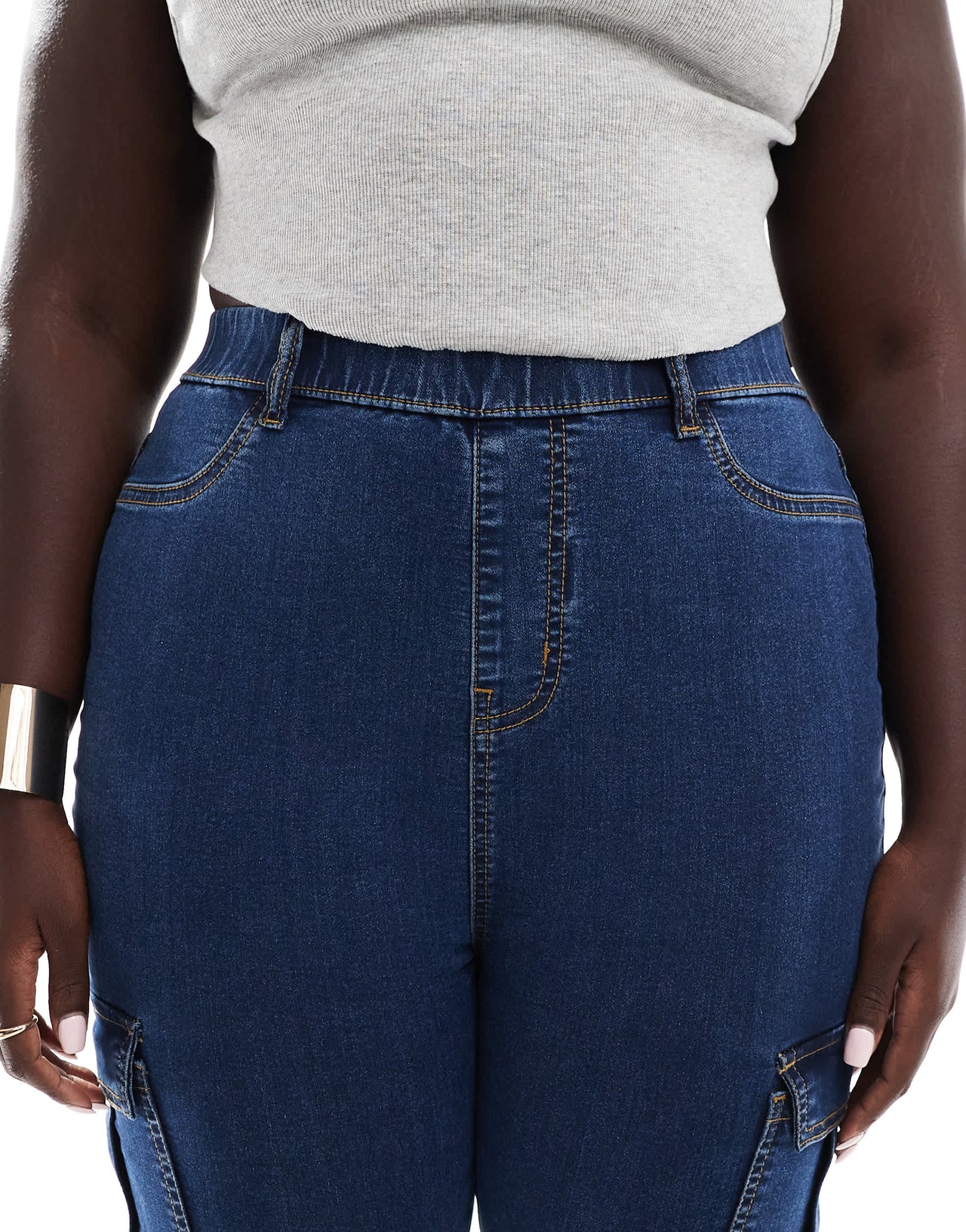 Yours cargo pocket jeggings in indigo