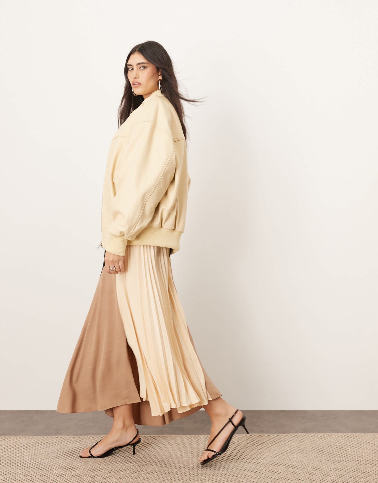 ARRANGE colourblock pleat detail midi skirt in multi
