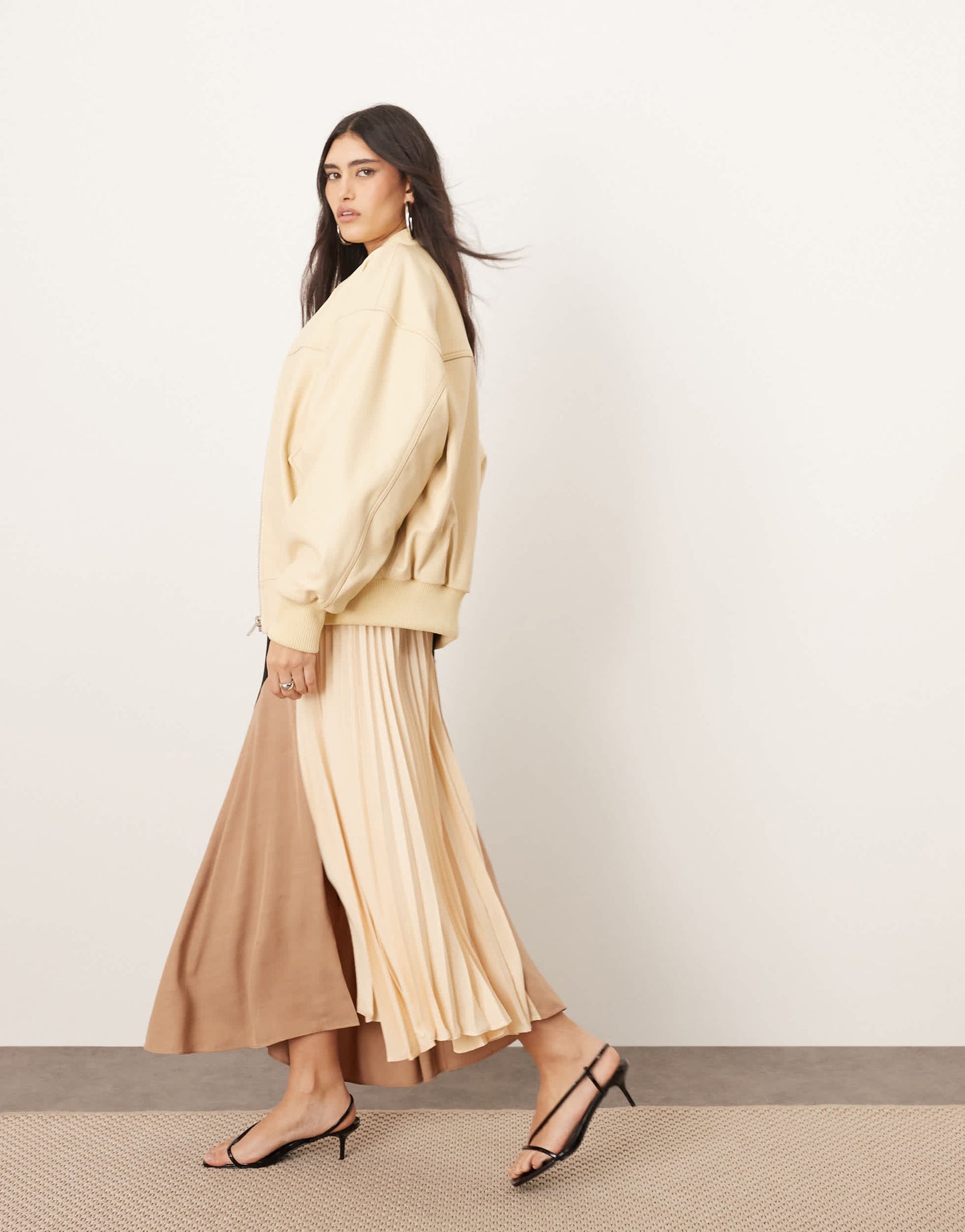 ARRANGE colourblock pleat detail midi skirt in multi