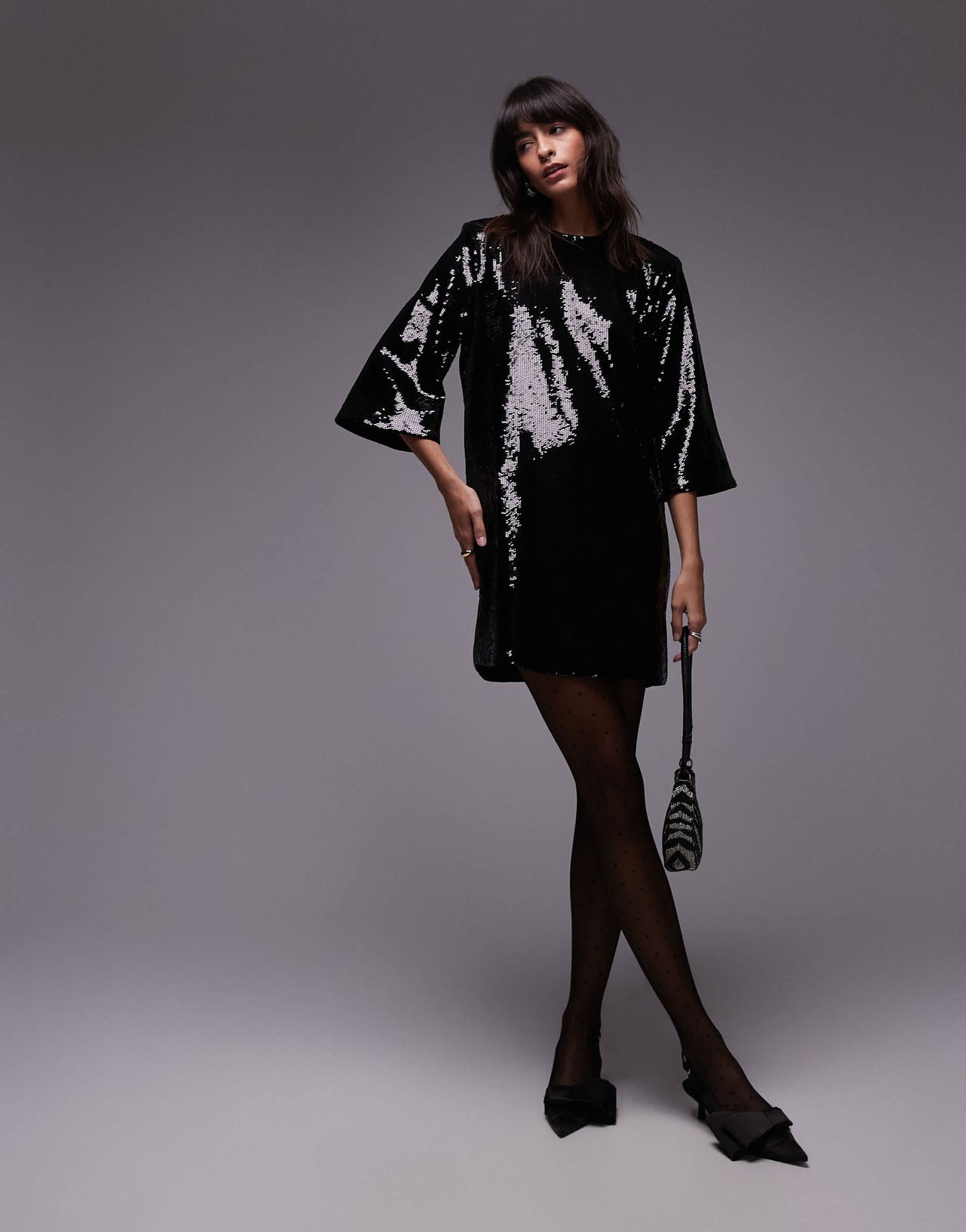 & Other Stories all over sequin mini dress in black