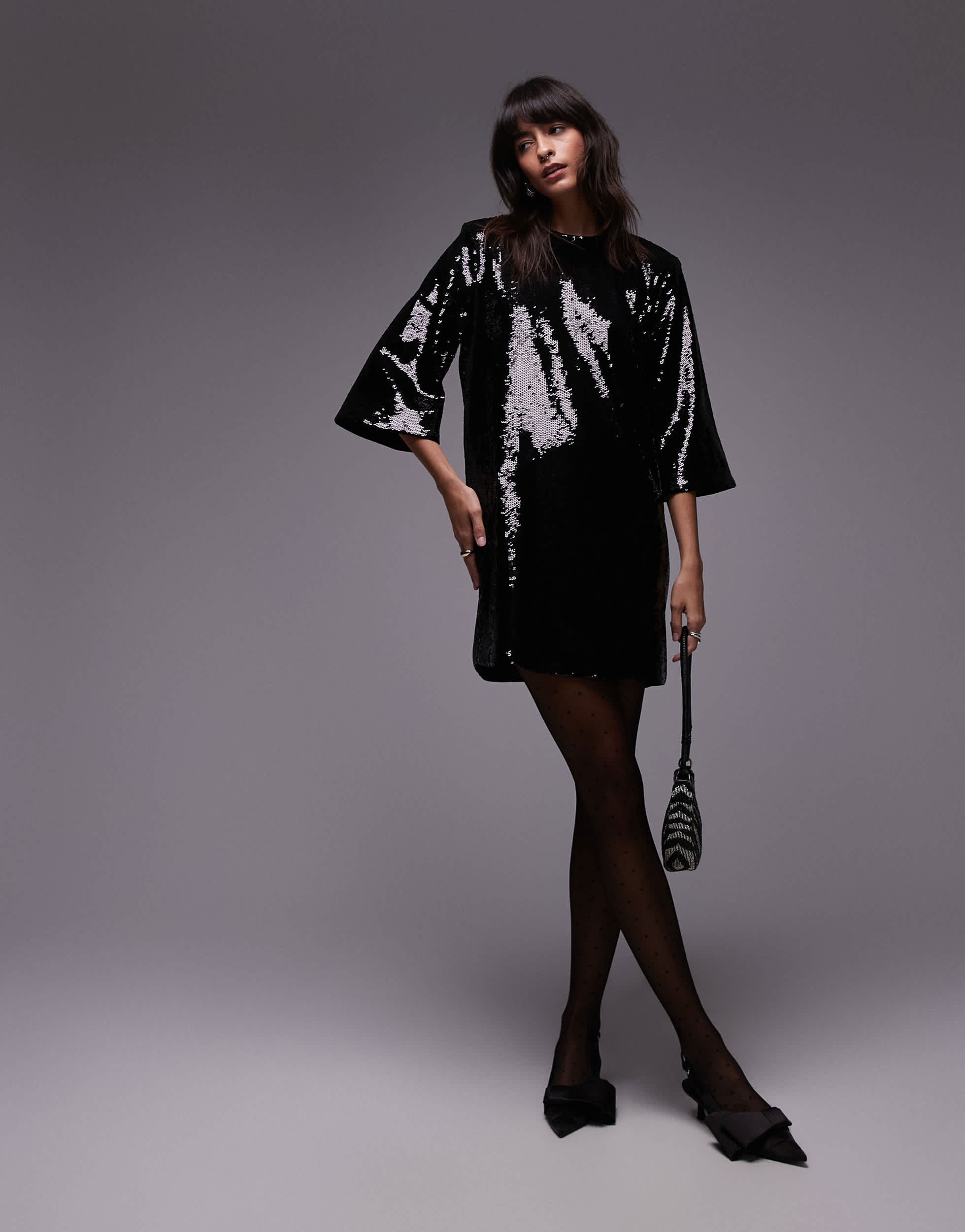 & Other Stories all over sequin mini dress in black