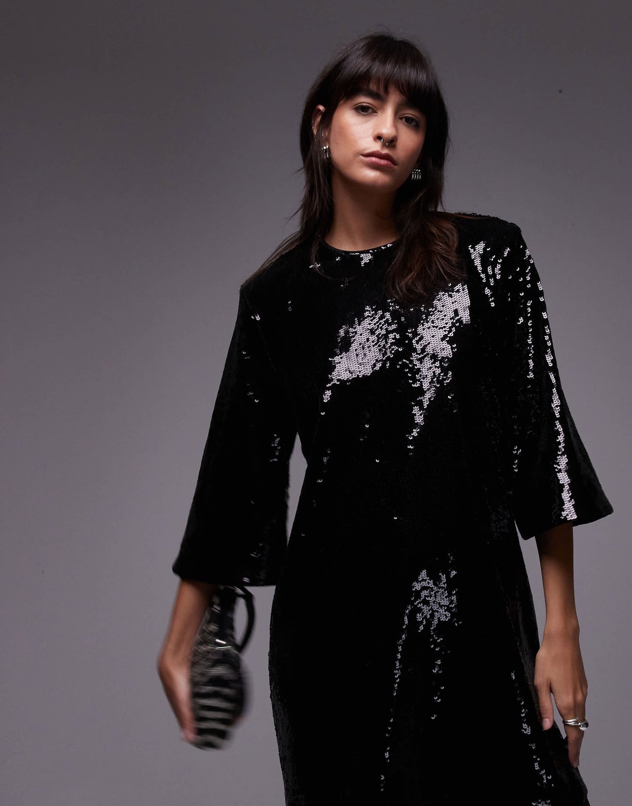 & Other Stories all over sequin mini dress in black