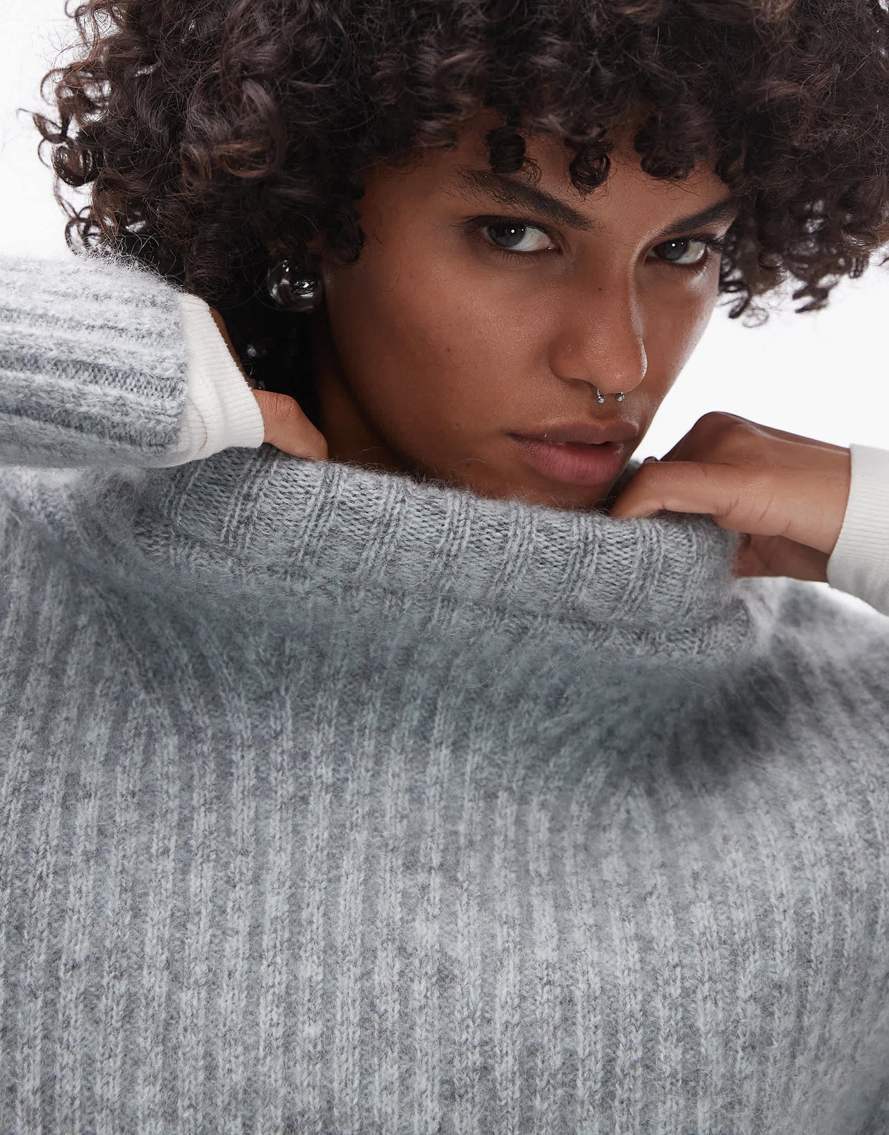 & Other Stories supersoft mohair knitted rib sweater in grey