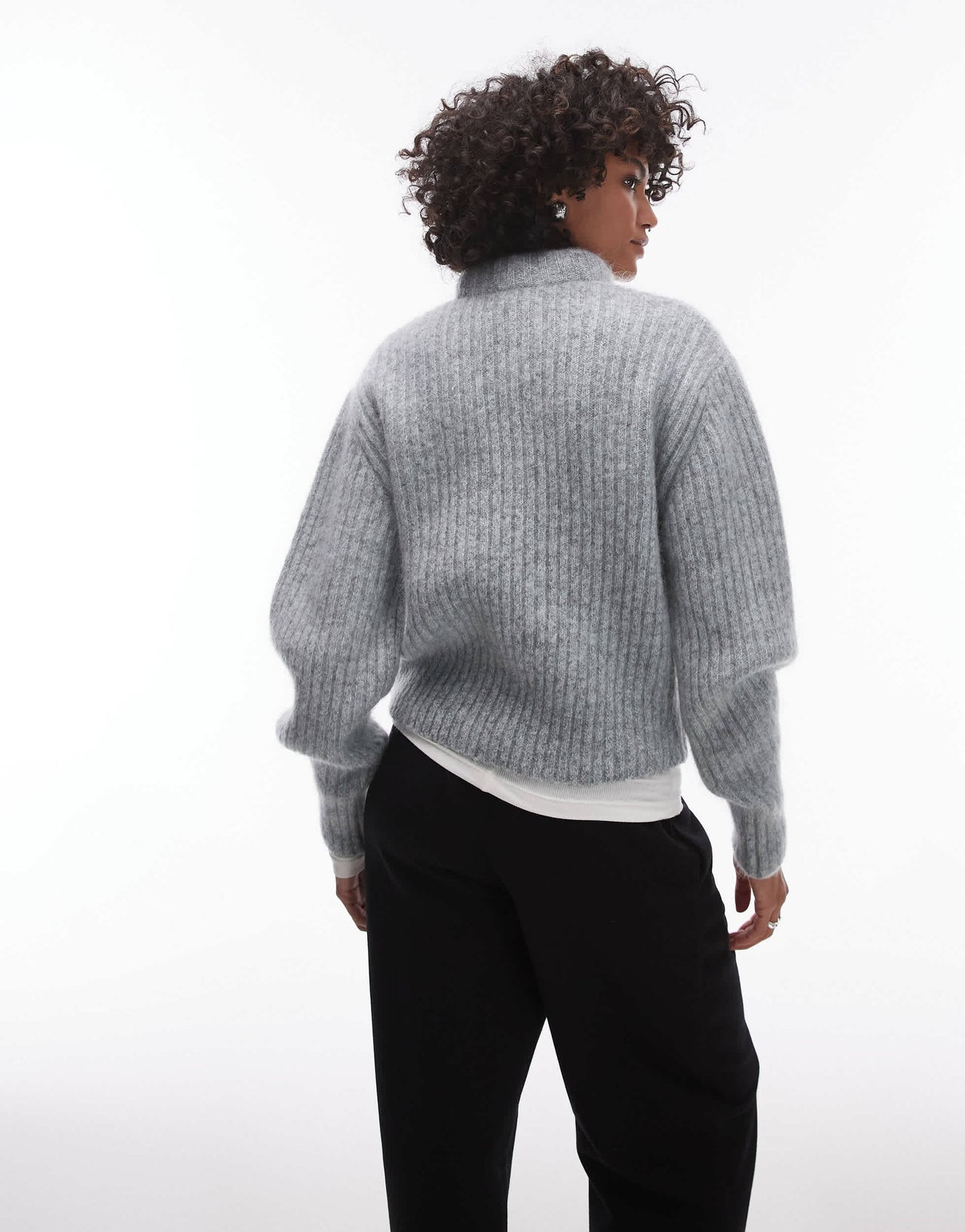 & Other Stories supersoft mohair knitted rib sweater in grey