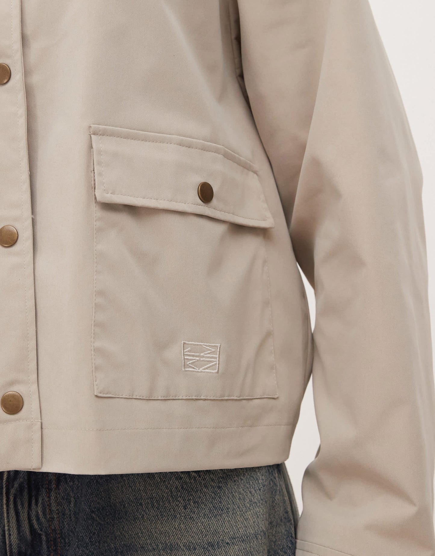 Noisy May contrast collar lightweight barn jacket in stone