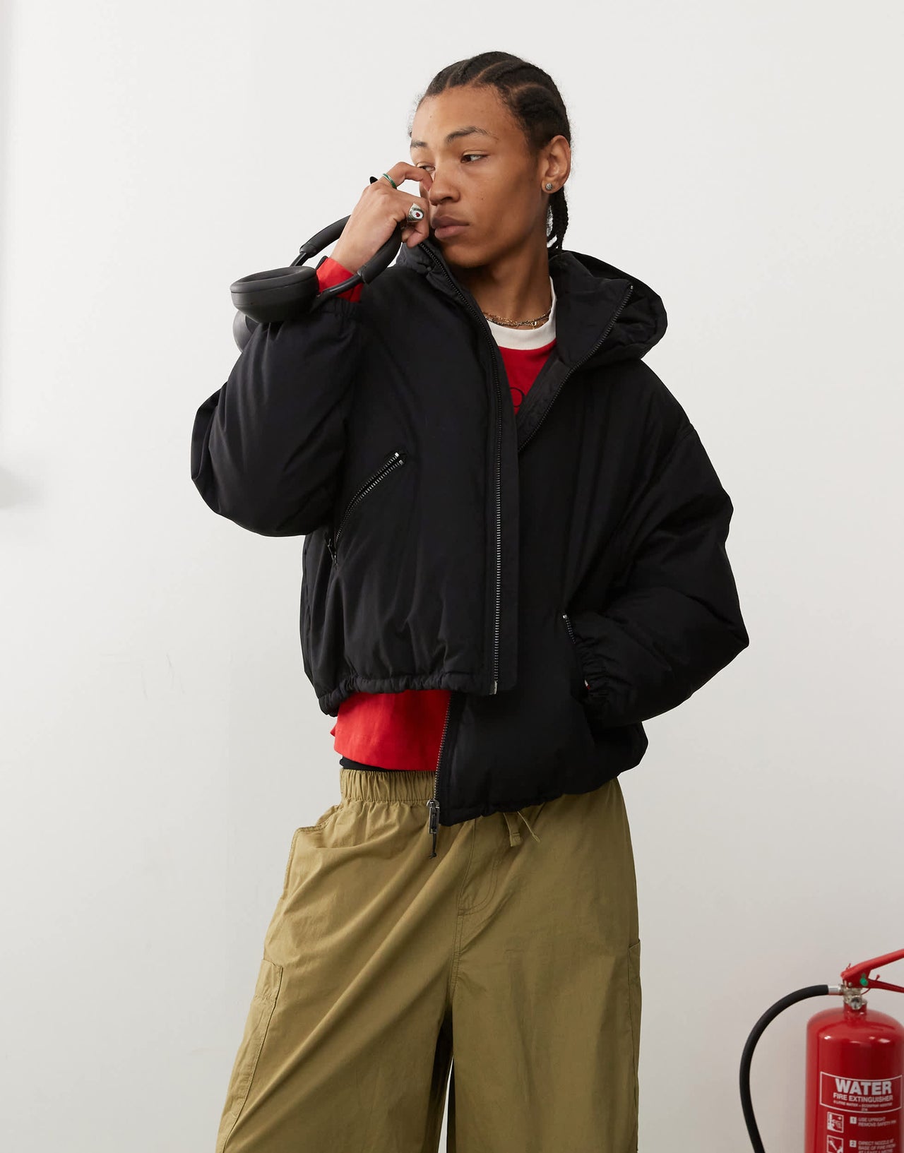 Weekday Floyd bomber puffer coat in black