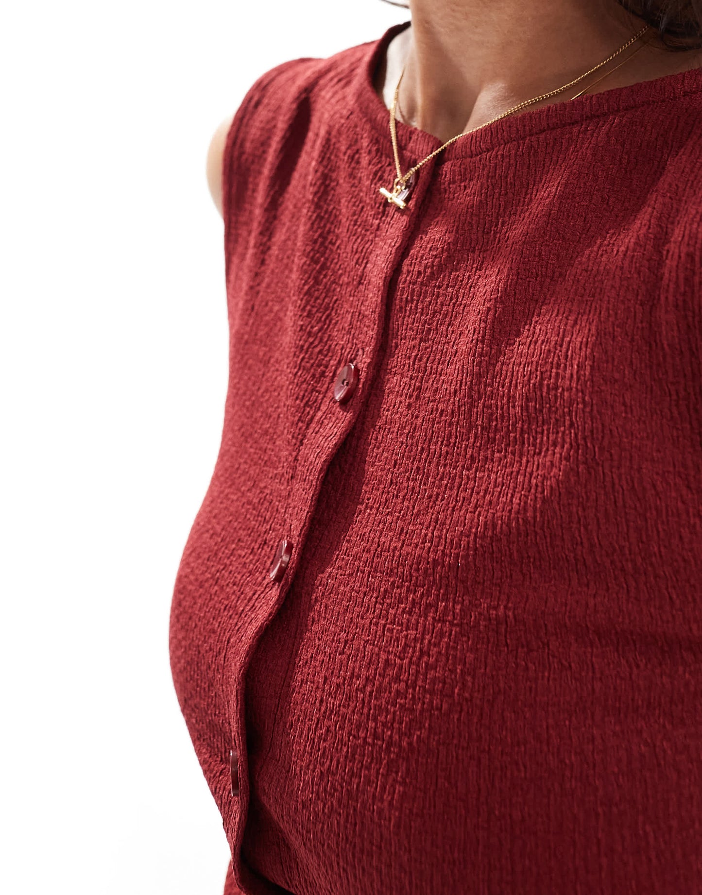 ASOS DESIGN button through tank top in wine