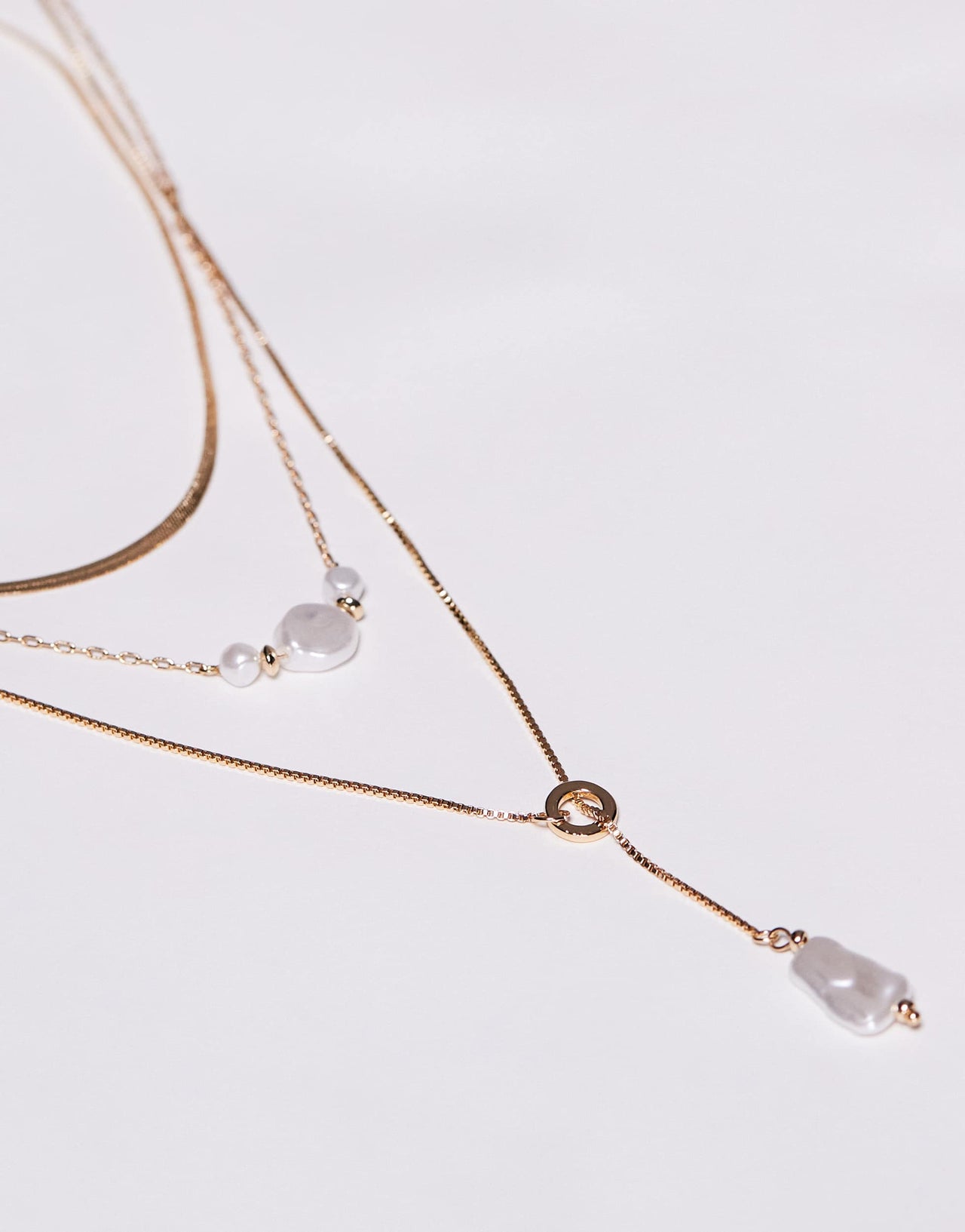 8 Other Reasons 18ct gold plated multirow circle drop and pearl pendant necklace