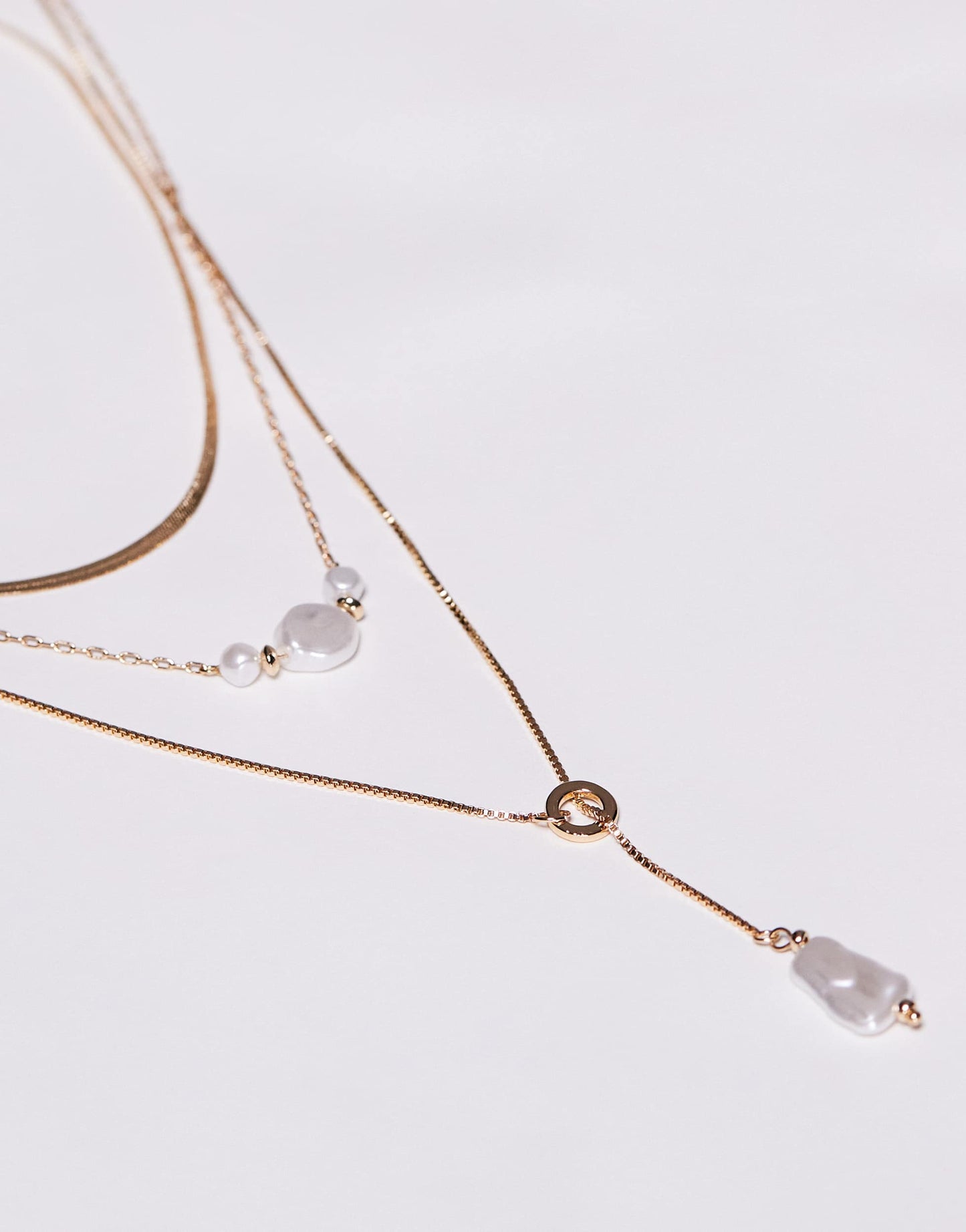 8 Other Reasons 18ct gold plated multirow circle drop and pearl pendant necklace