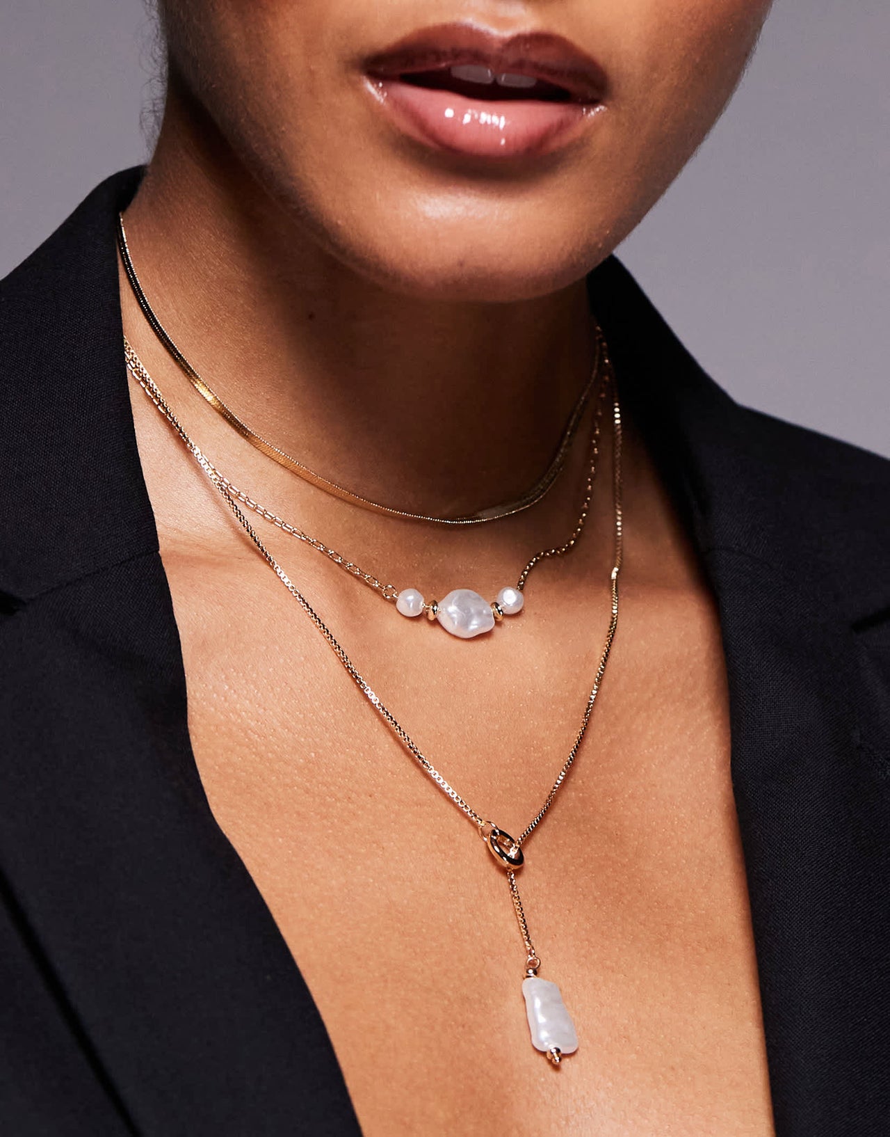 8 Other Reasons 18ct gold plated multirow circle drop and pearl pendant necklace