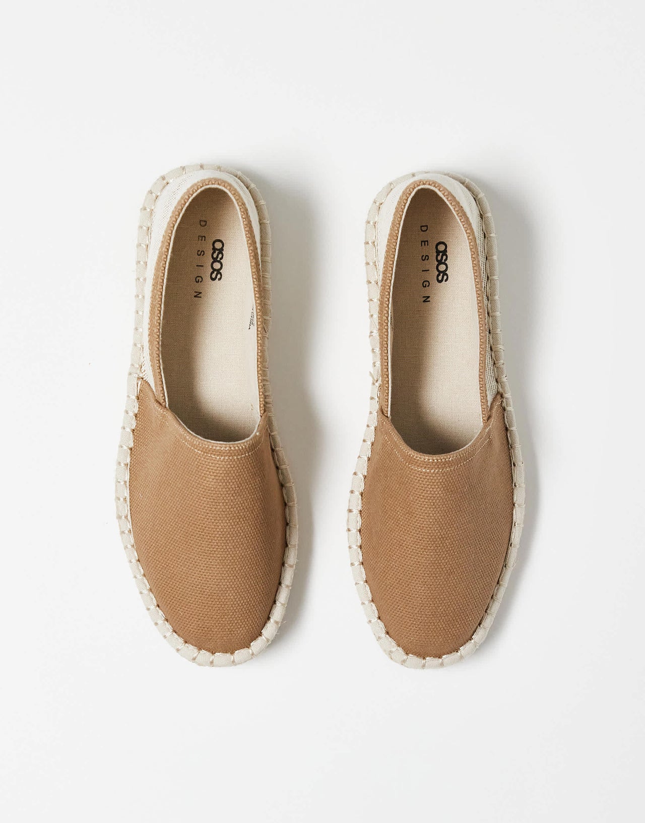 ASOS DESIGN espadrilles in brown canvas mix