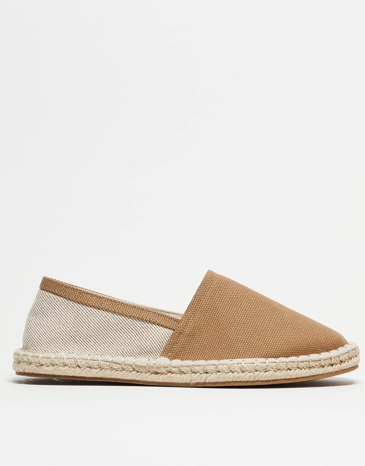 ASOS DESIGN espadrilles in brown canvas mix