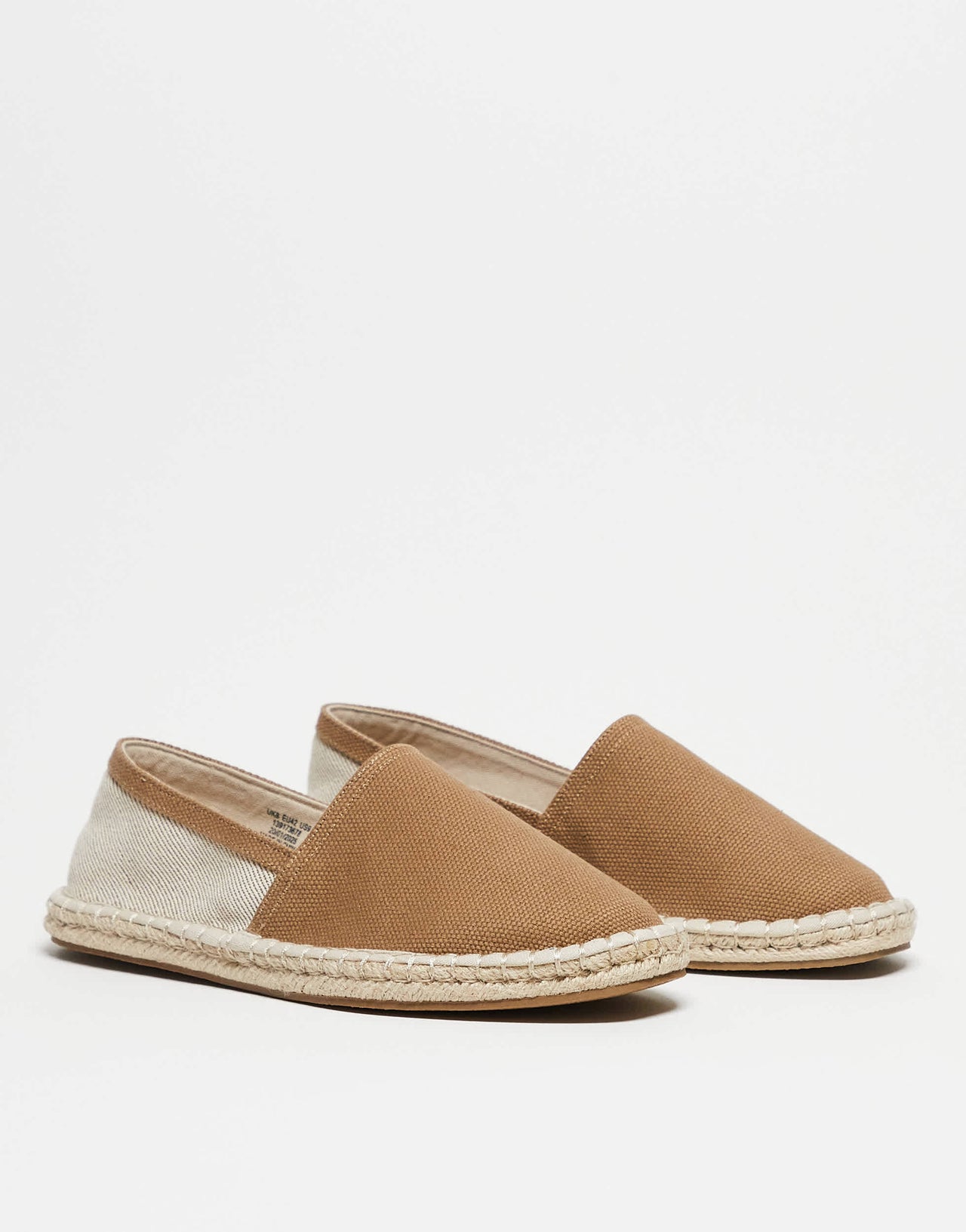 ASOS DESIGN espadrilles in brown canvas mix