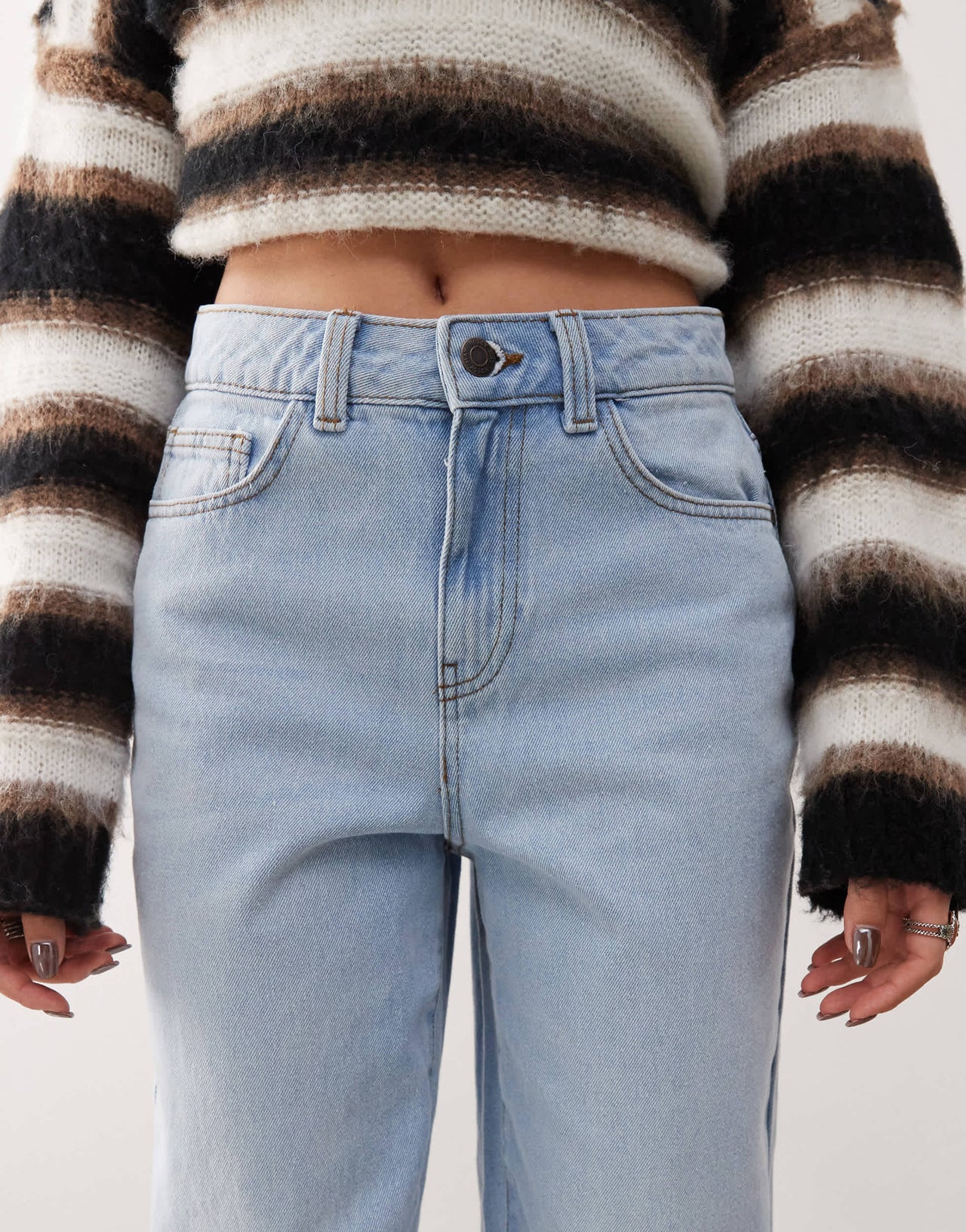 Noisy May Pixie high waist boyfriend jeans in light blue wash