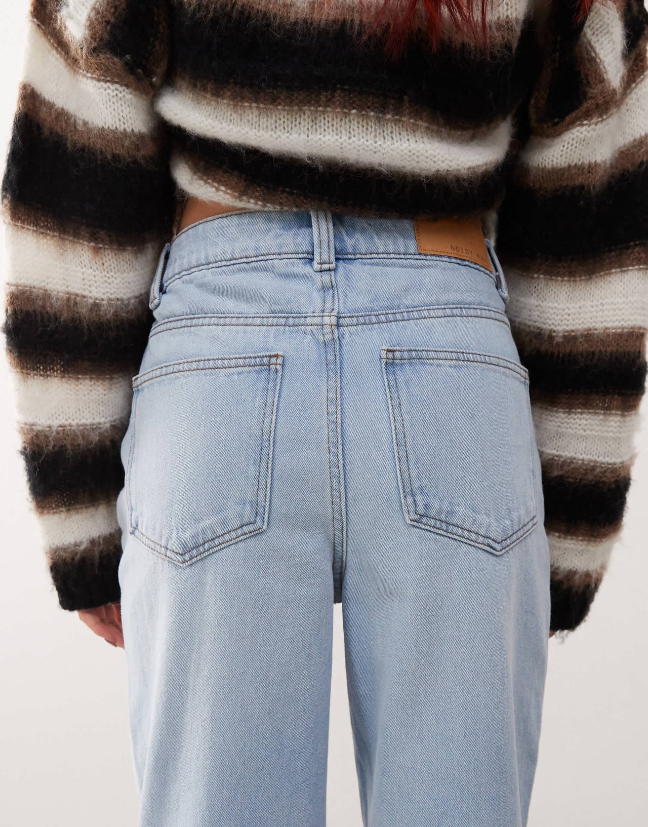 Noisy May Pixie high waist boyfriend jeans in light blue wash