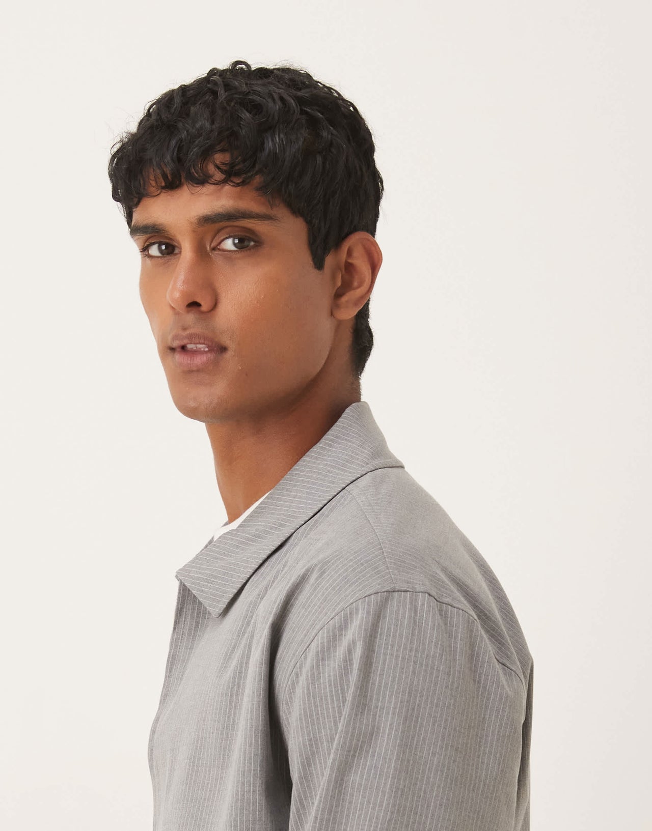 ASOS DESIGN smart co-ord cropped harrington jacket in grey pinstripe