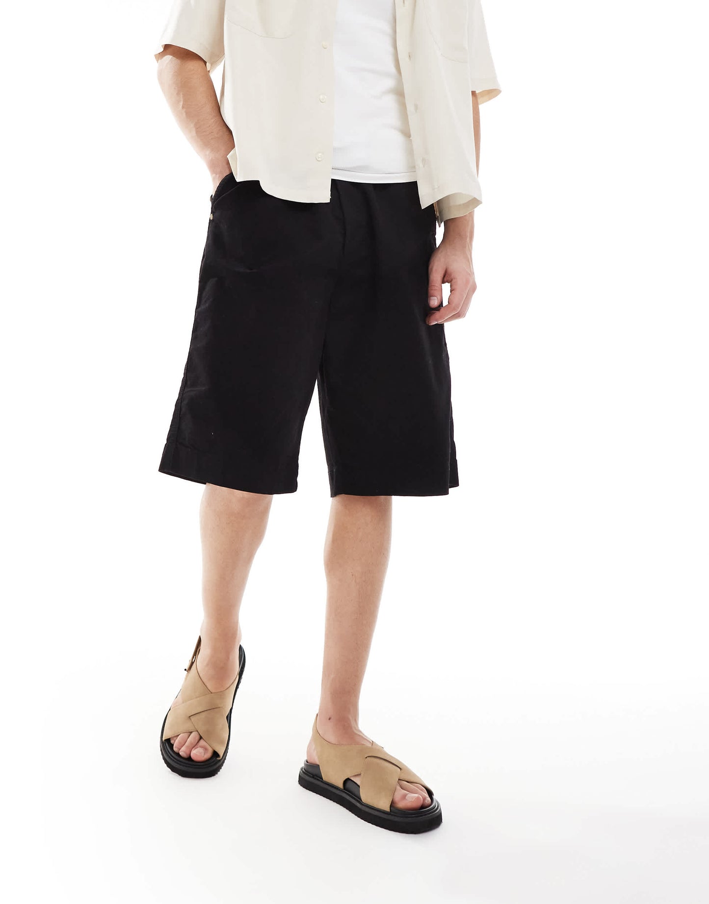 ASOS DESIGN cross over sandals in stone