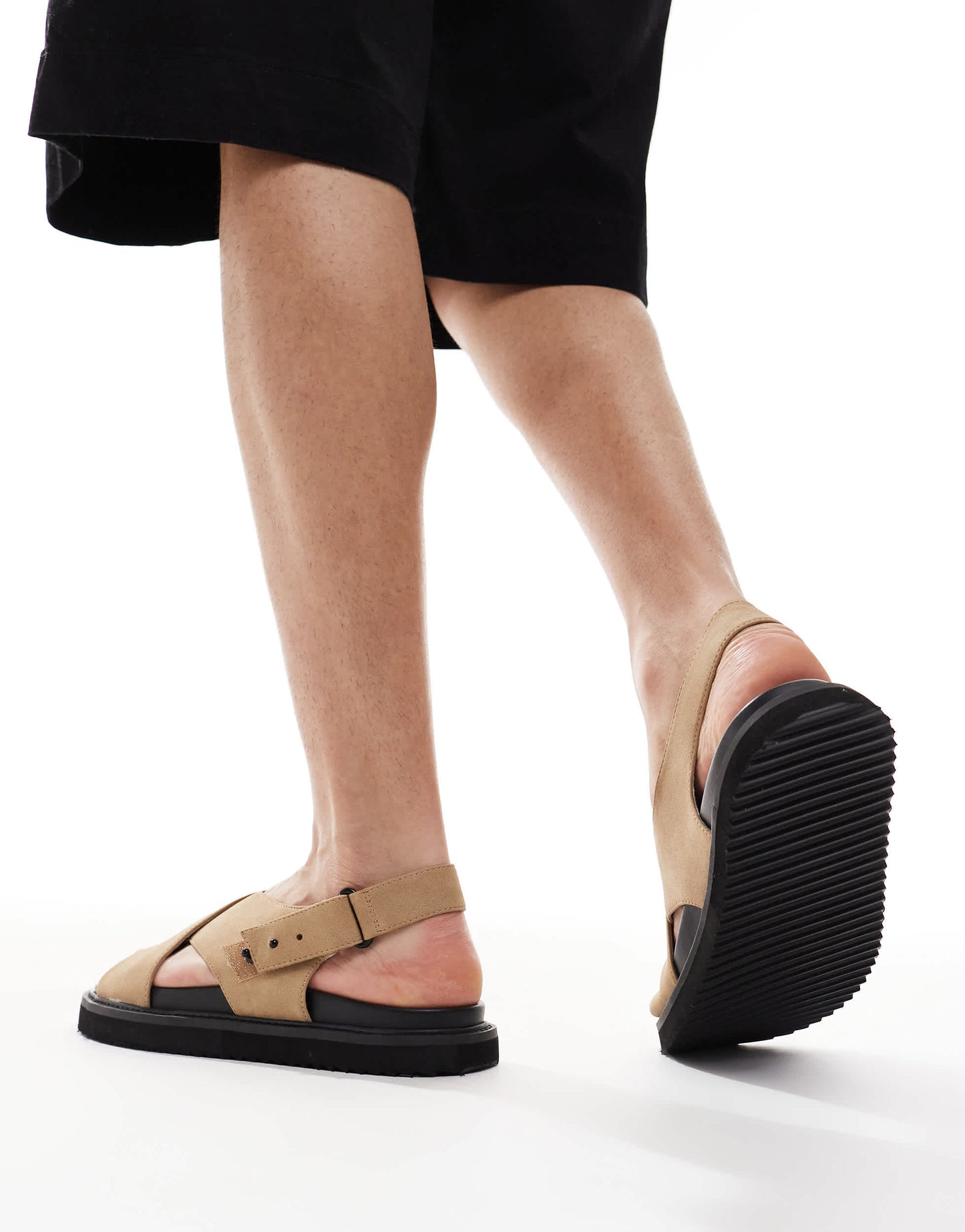 ASOS DESIGN cross over sandals in stone