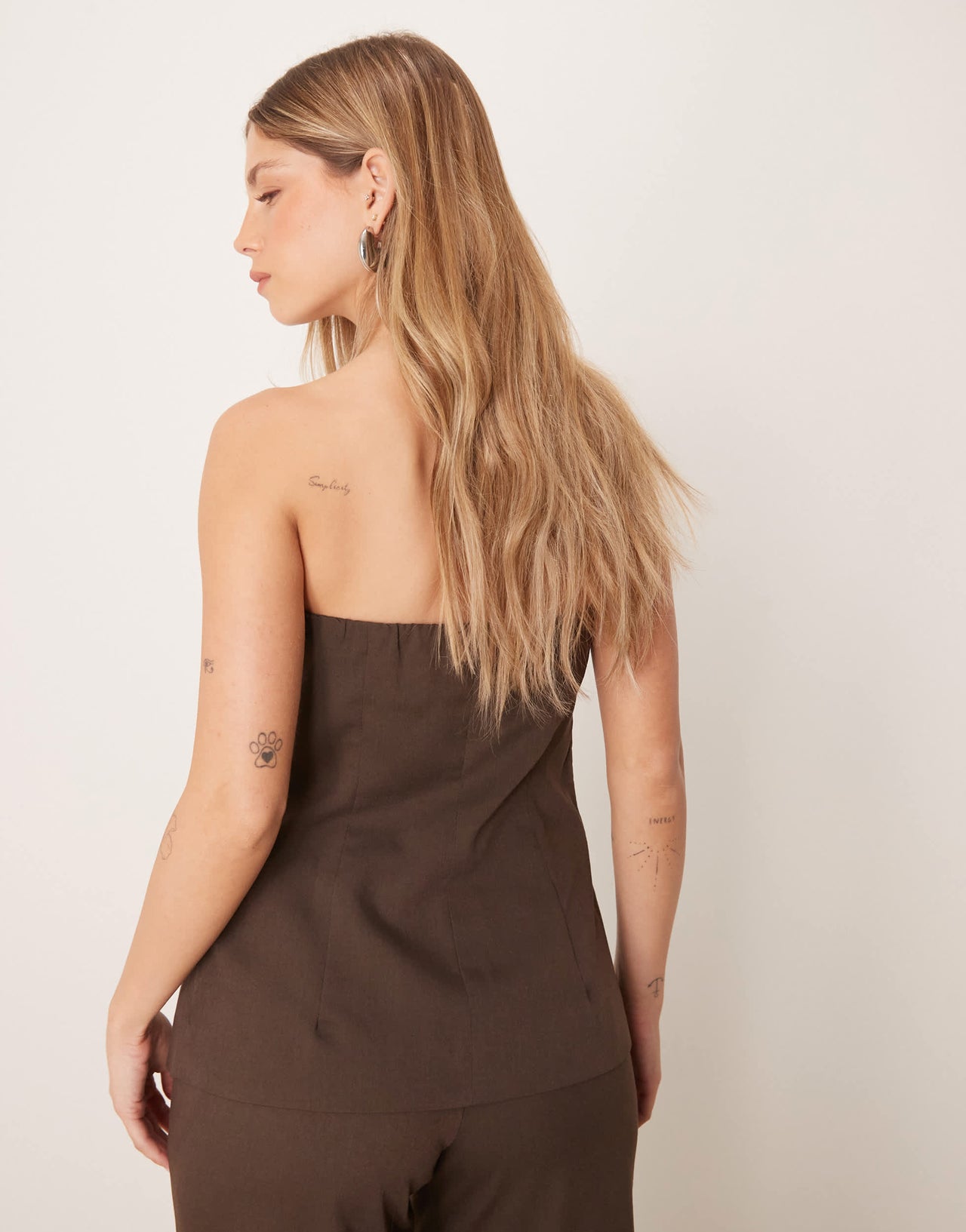 Vila bandeau detail waistcoat co-ord in chocolate brown