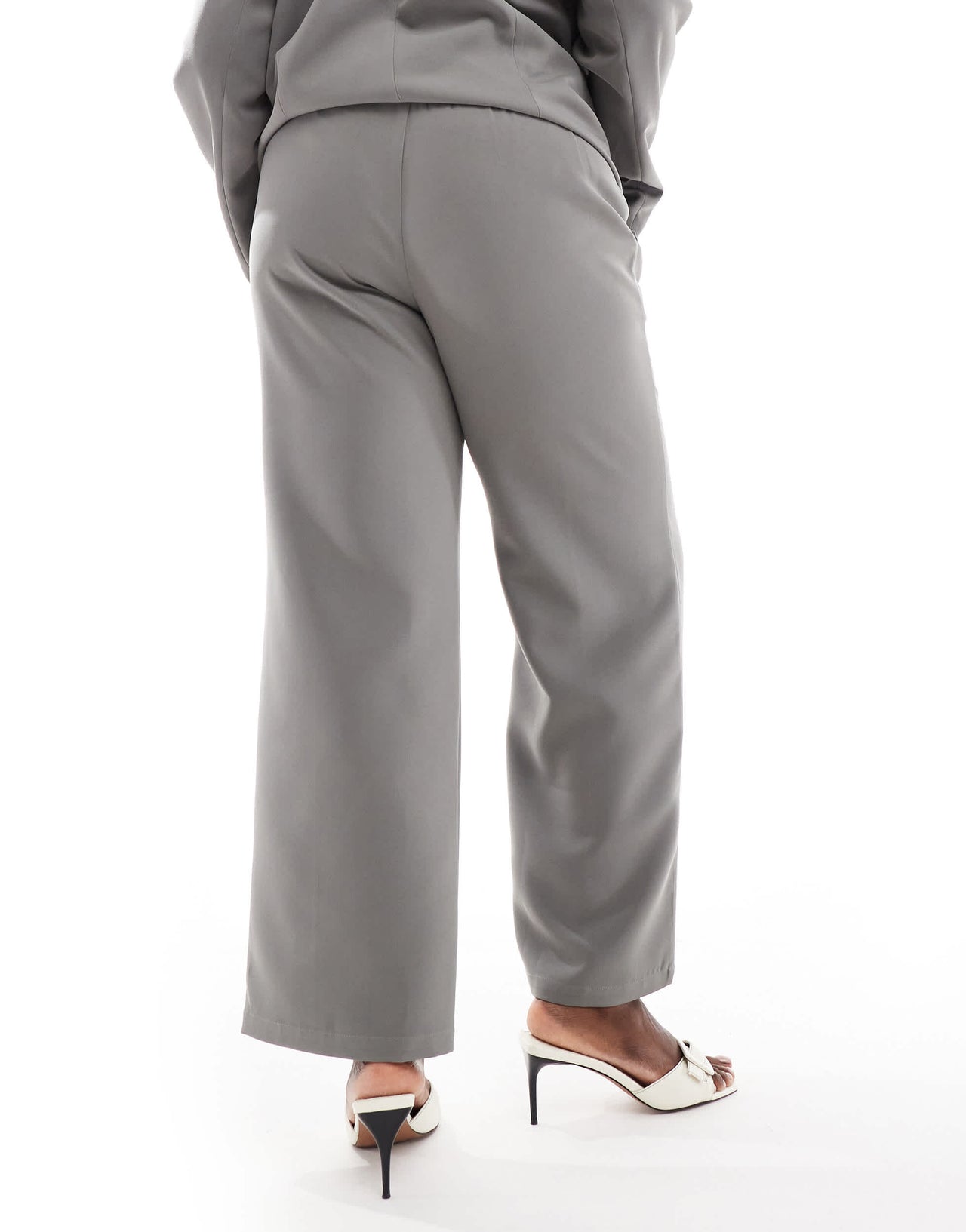 4th & Reckless Plus exclusive tailored straight leg drawstring contrast waistband trouser co-ord in charcoal