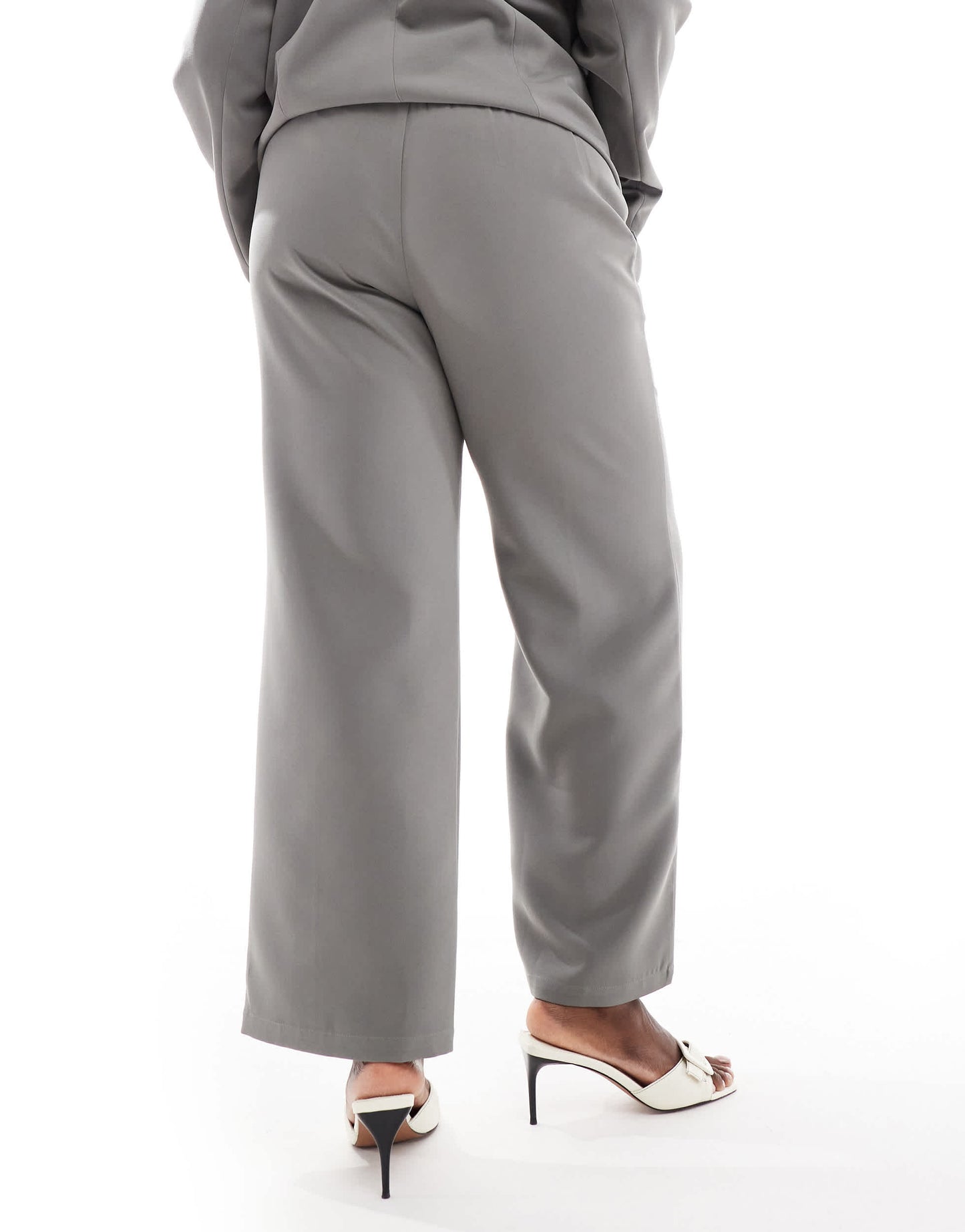 4th & Reckless Plus exclusive tailored straight leg drawstring contrast waistband trouser co-ord in charcoal