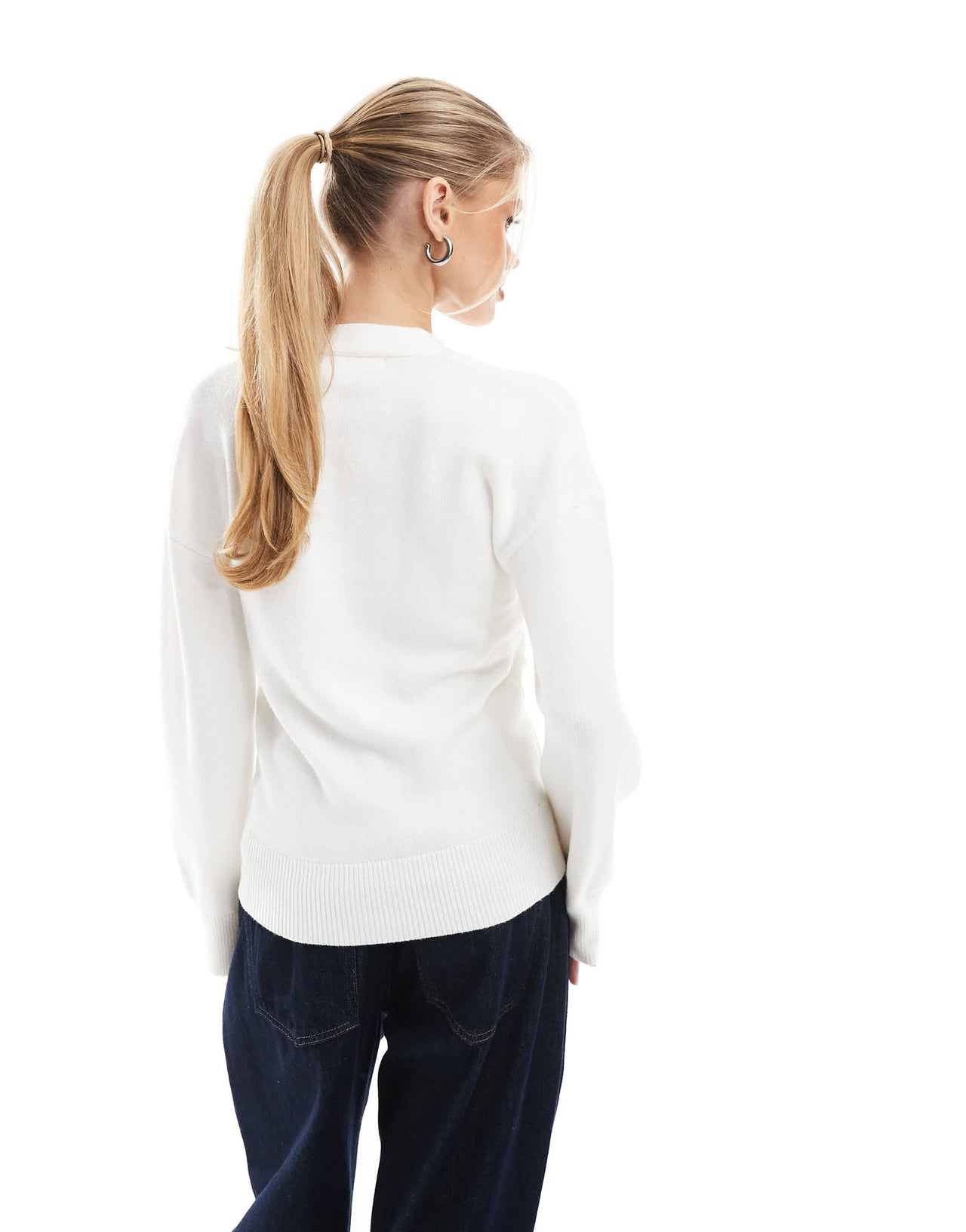 4th & Reckless structured v neck gold button detail cardigan in cream