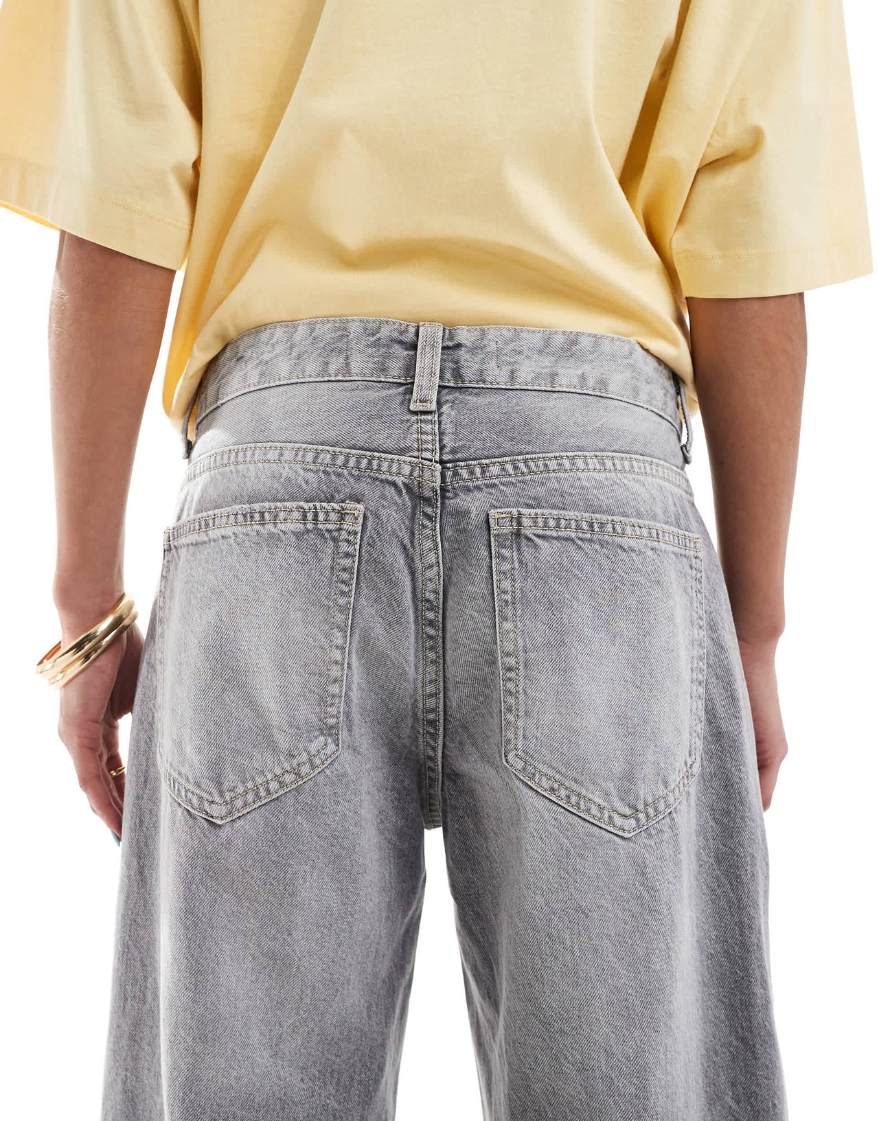 Bershka high waisted wide leg jeans in grey