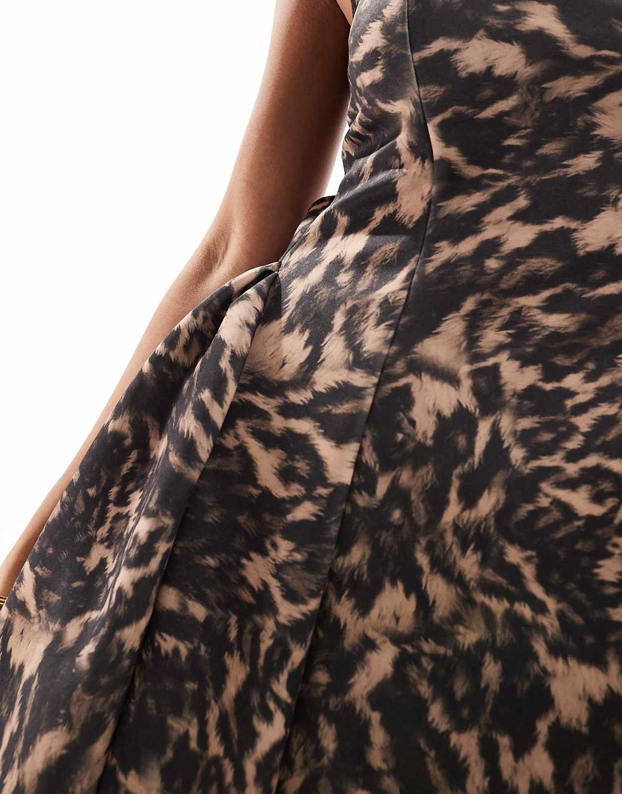 ASOS DESIGN square neck  mini dress with picot trim in dark leopard print in scuba-style fabric