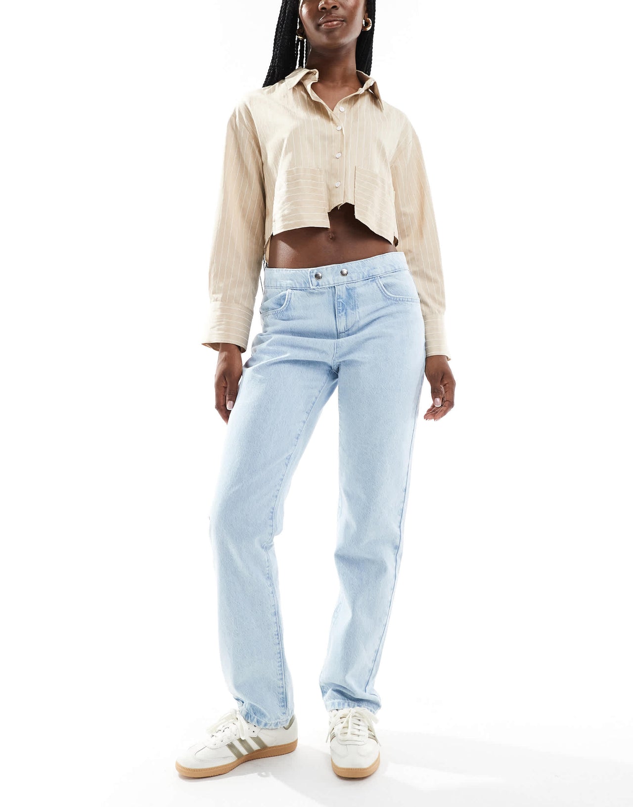 ASOS DESIGN low rise jean in stud fastening in bleach