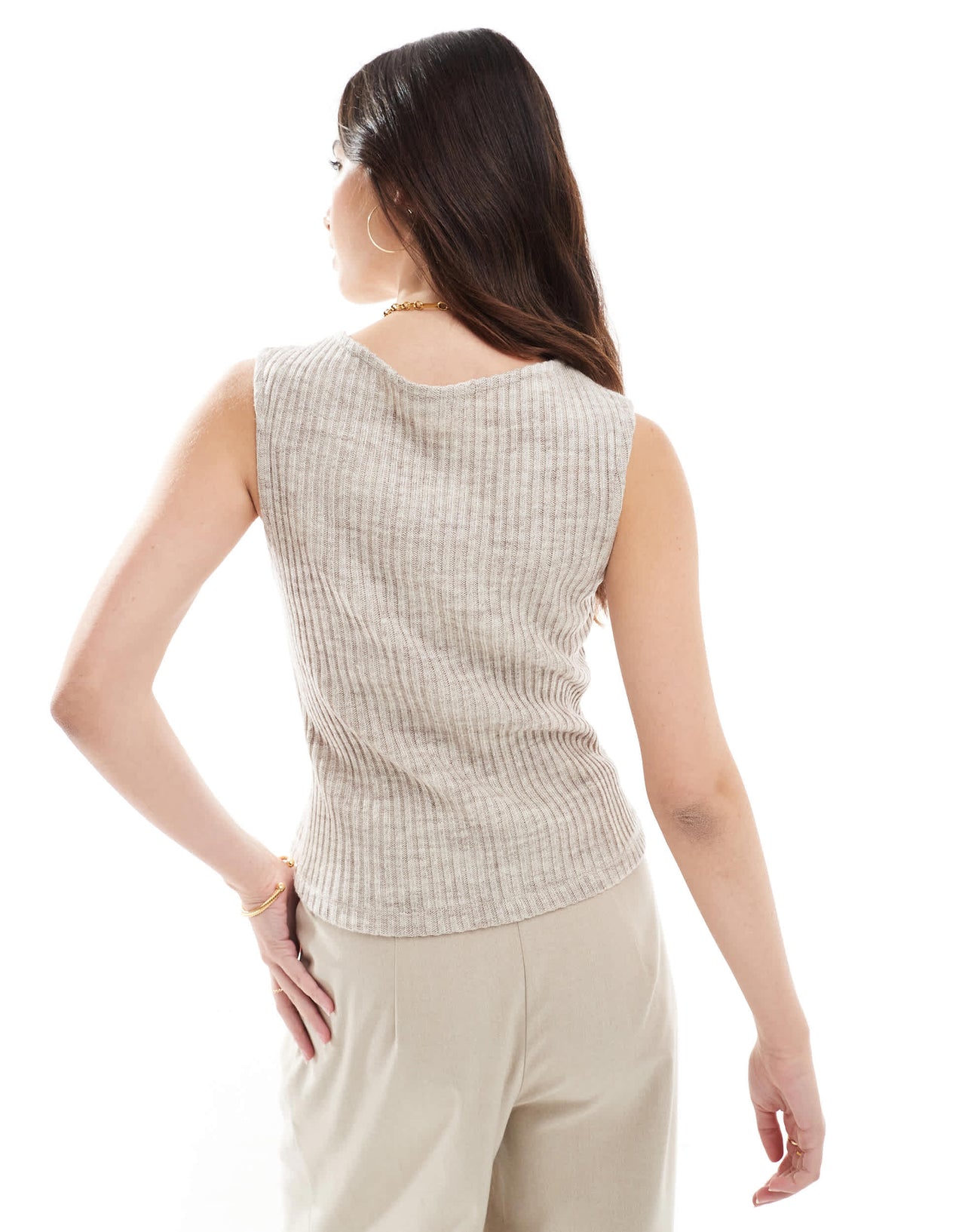 ASOS DESIGN knit waistcoat in beige