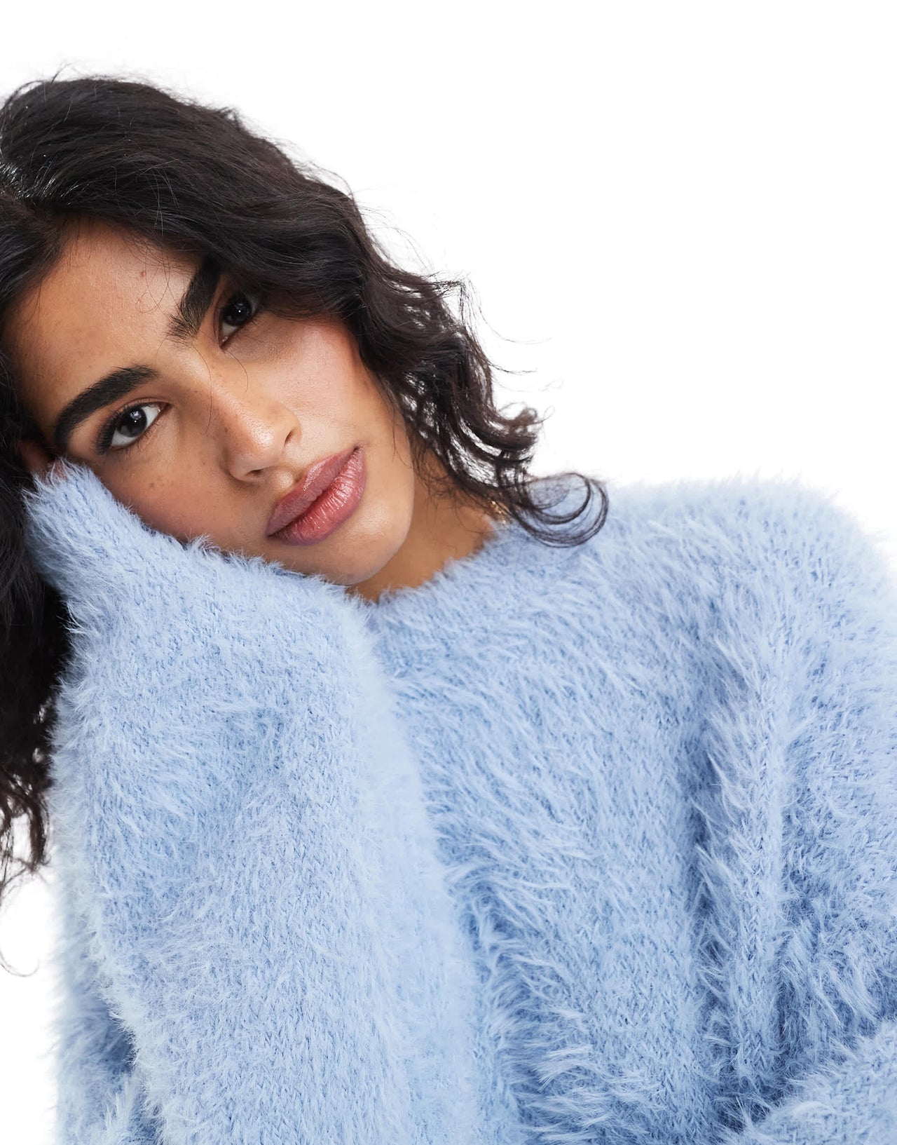Pieces fluffy jumper in blue